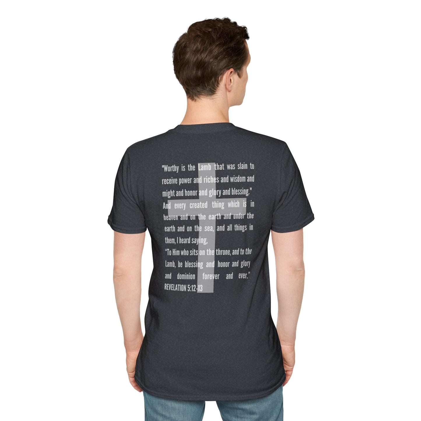 Lamb Of God - Christian Scripture T-Shirt - Revelation 5:12-13 & John 1:29