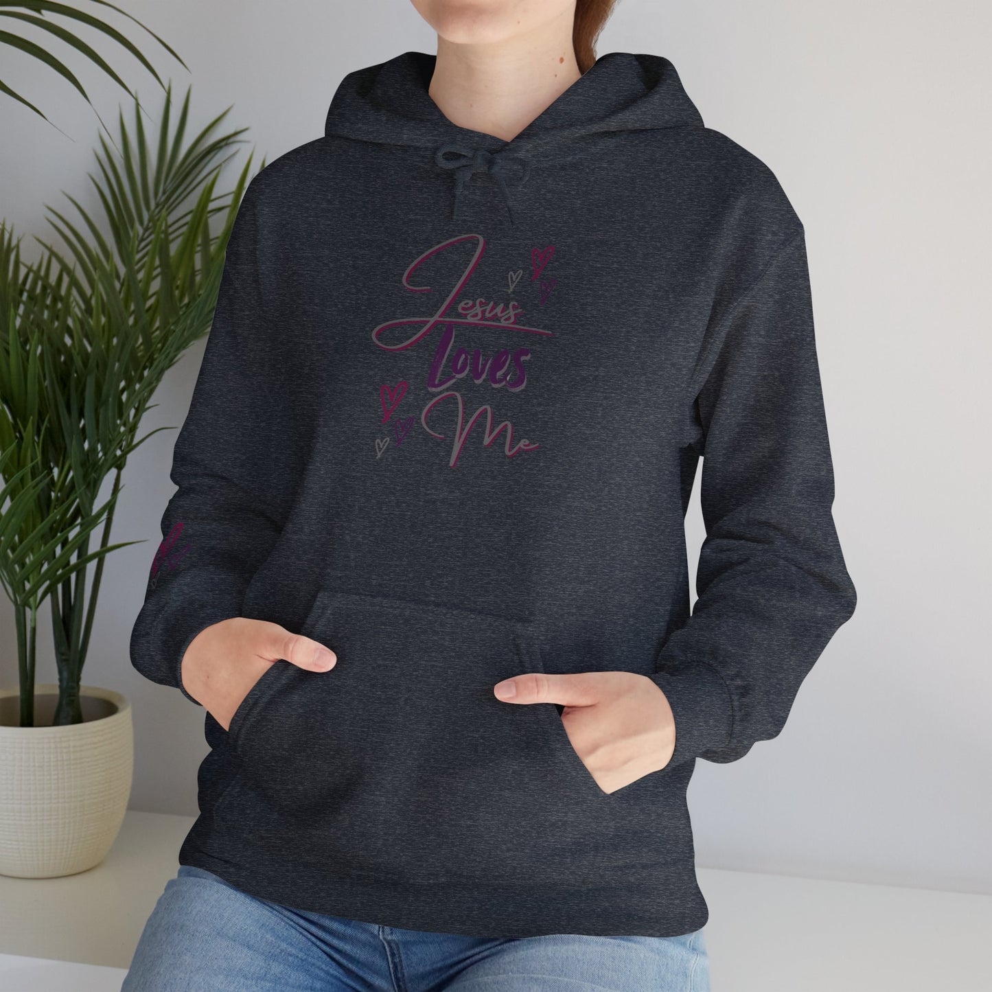 "Jesus Loves Me" (Dark Fabric Design) Women's Hoodie