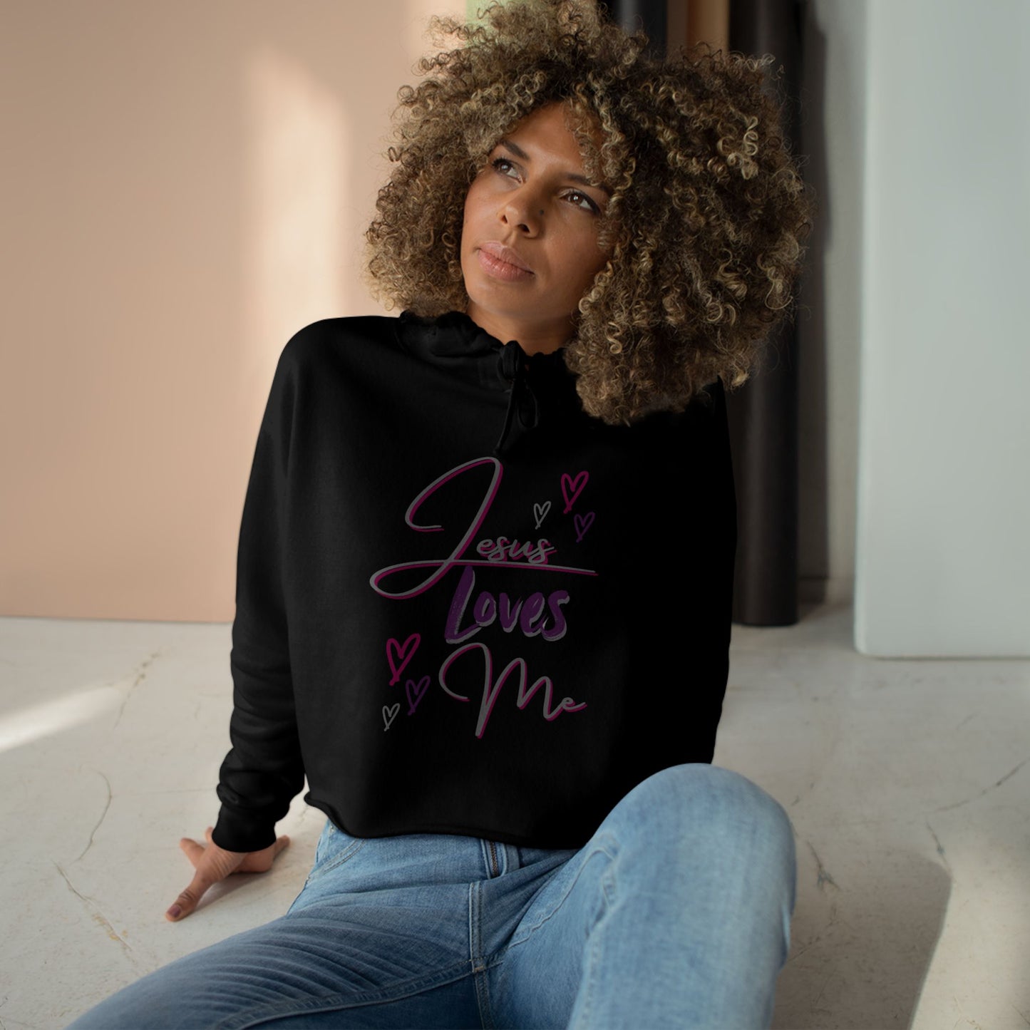 "Jesus Loves Me" Crop Hoodie