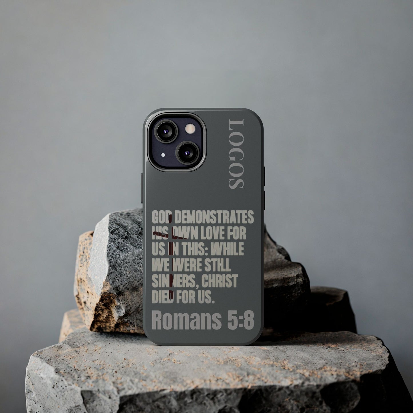 Romans 5:8 - Christian Phone Case - Gray