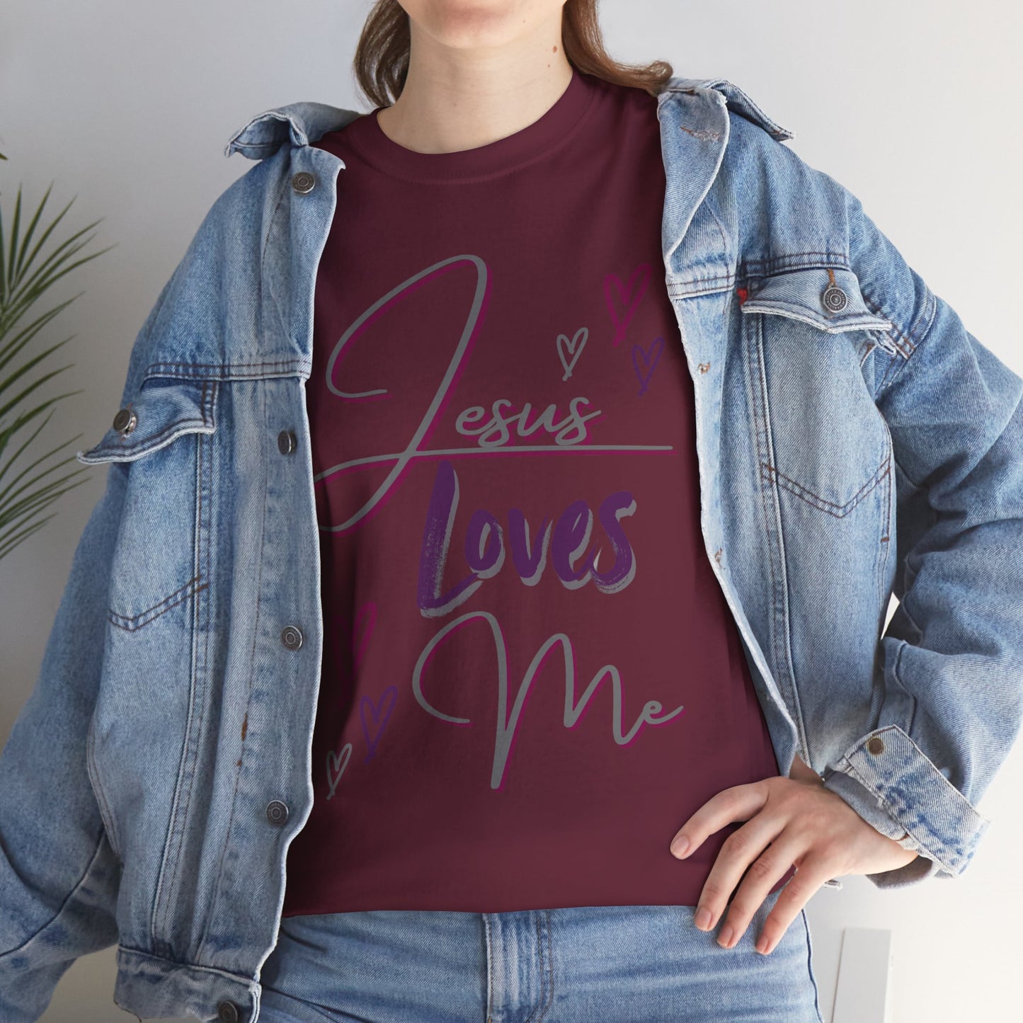 "Jesus Loves Me" (Dark Fabric Design) Women's Cotton Tee