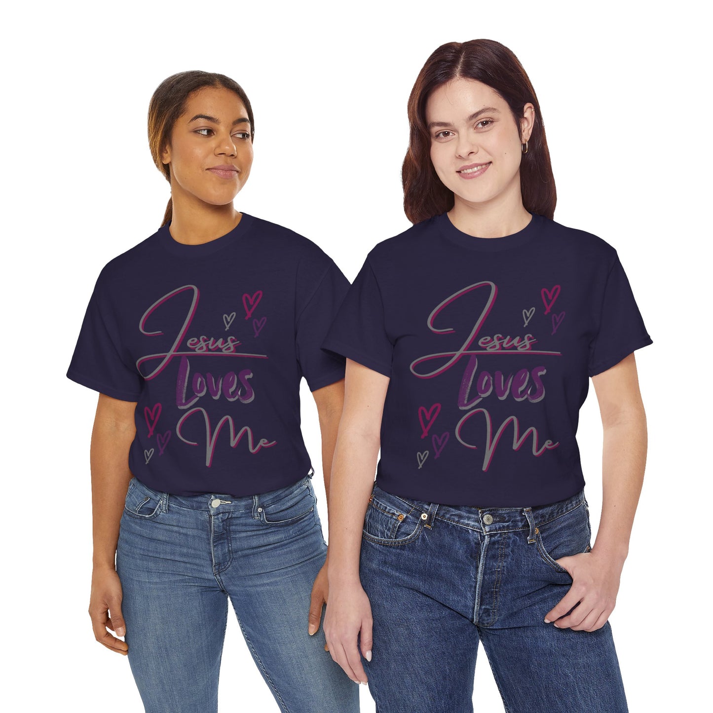 "Jesus Loves Me" (Dark Fabric Design) Women's Cotton Tee