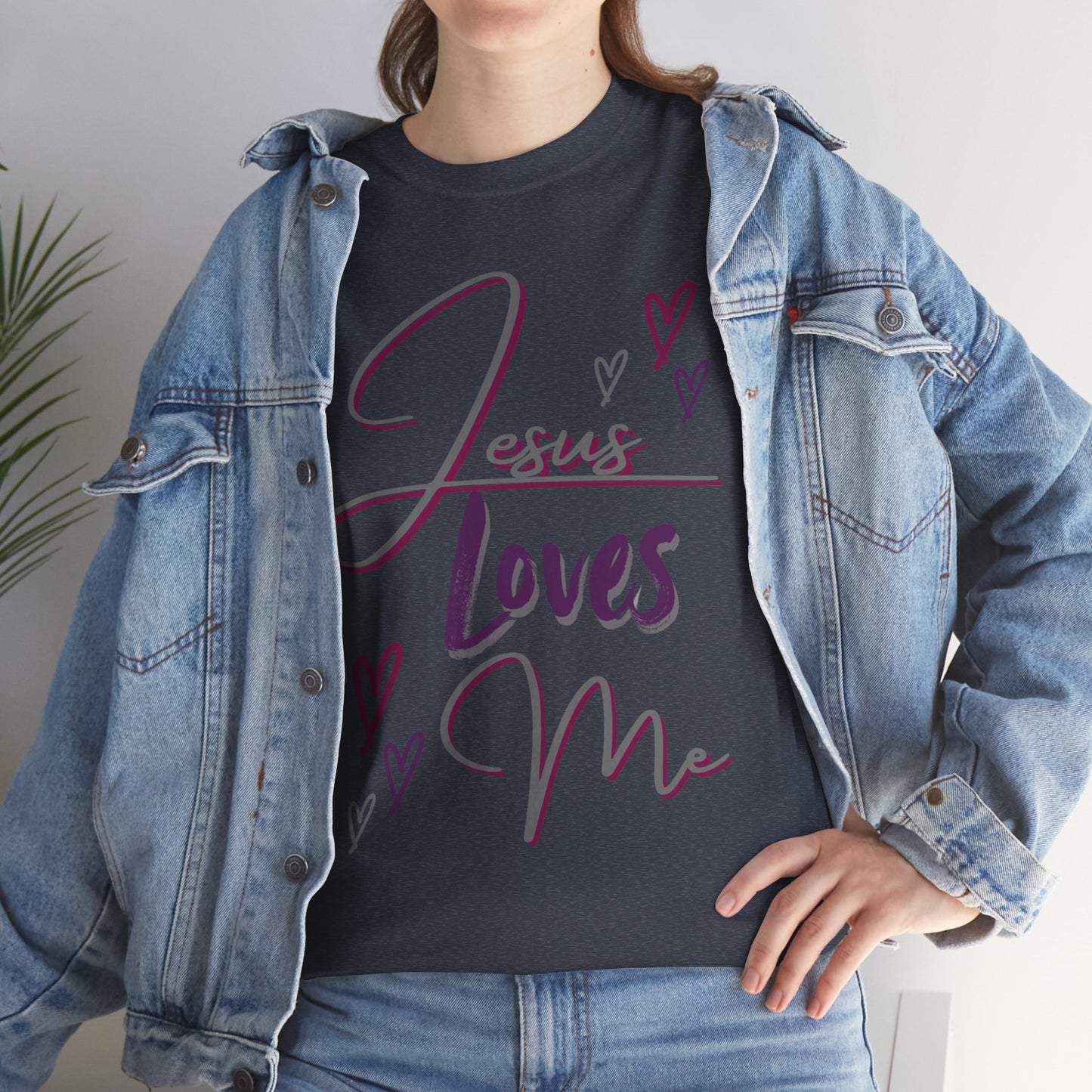 "Jesus Loves Me" (Dark Fabric Design) Women's Cotton Tee