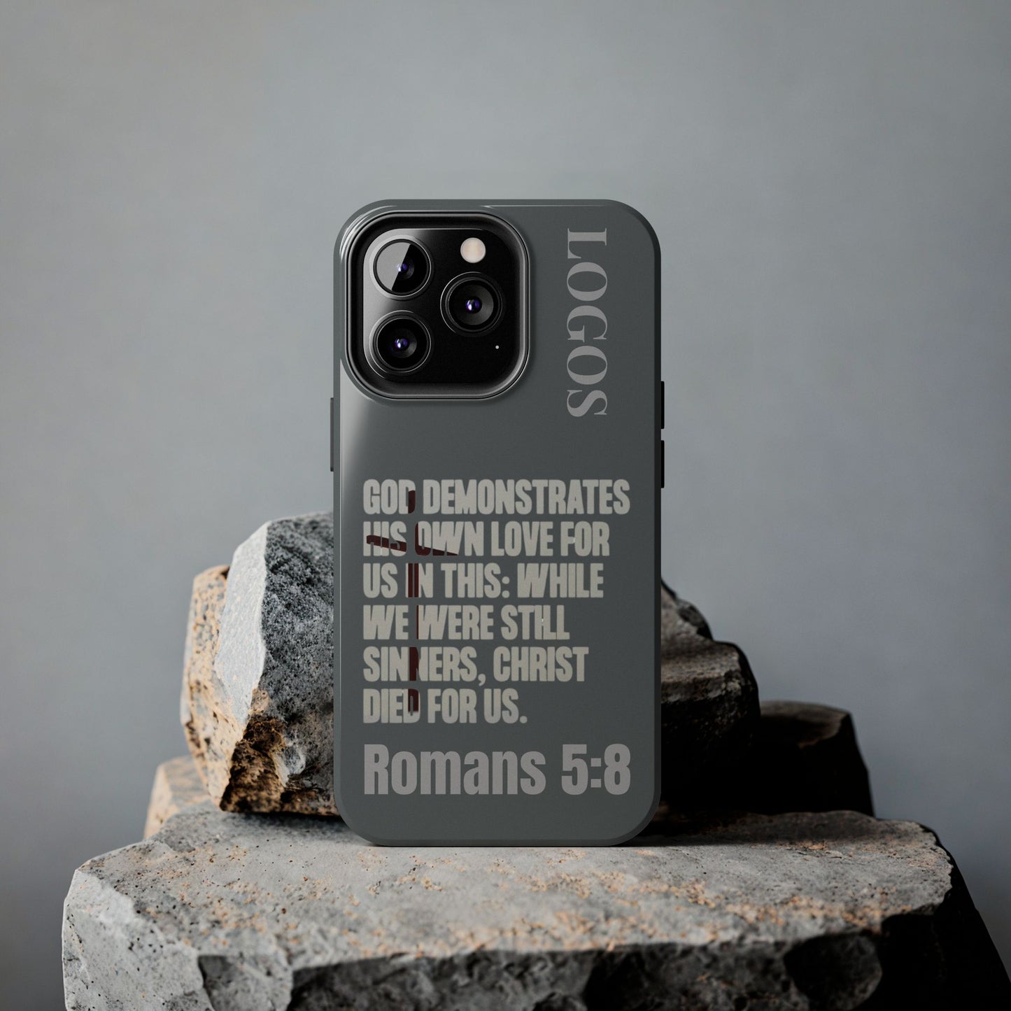 Romans 5:8 - Christian Phone Case - Gray