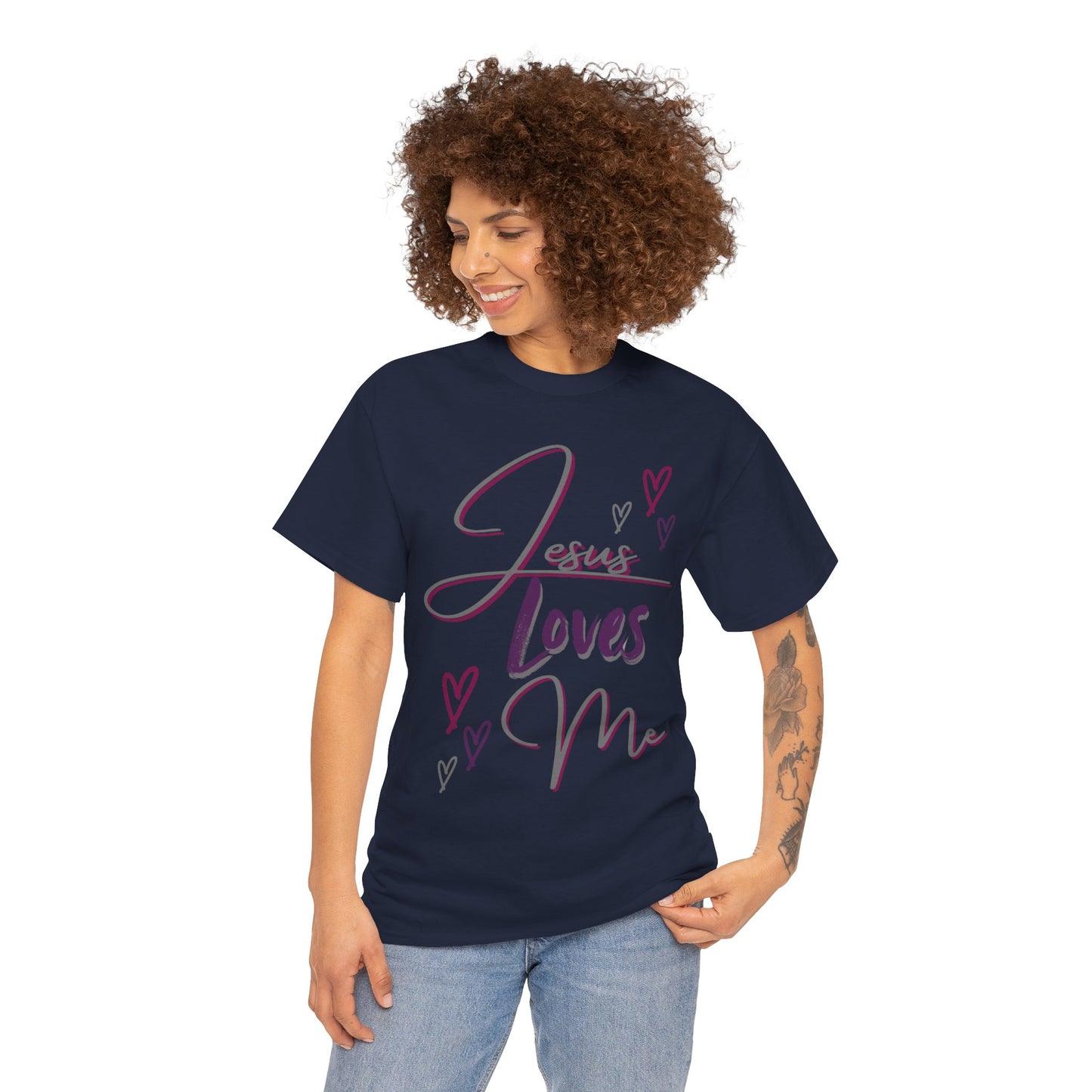 "Jesus Loves Me" (Dark Fabric Design) Women's Cotton Tee