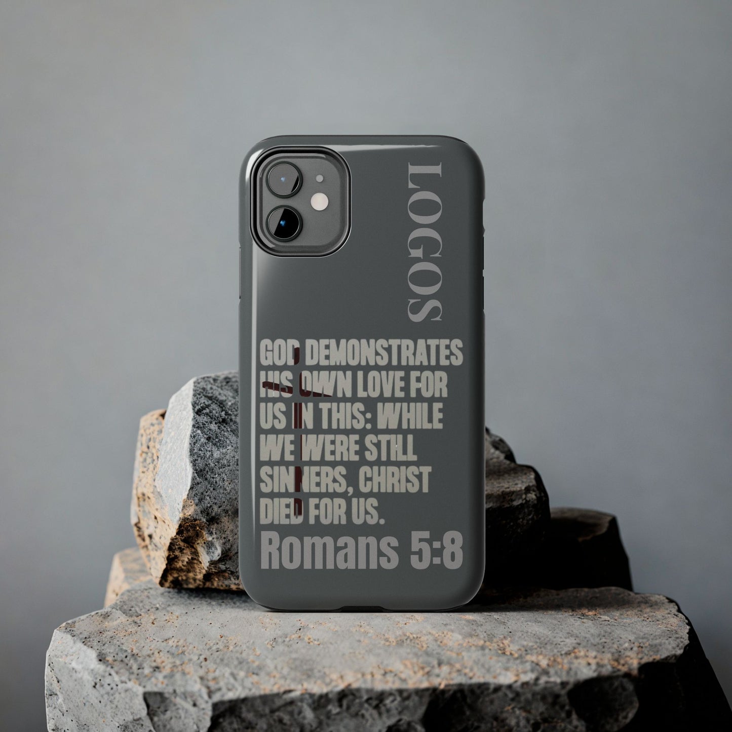 Romans 5:8 - Christian Phone Case - Gray