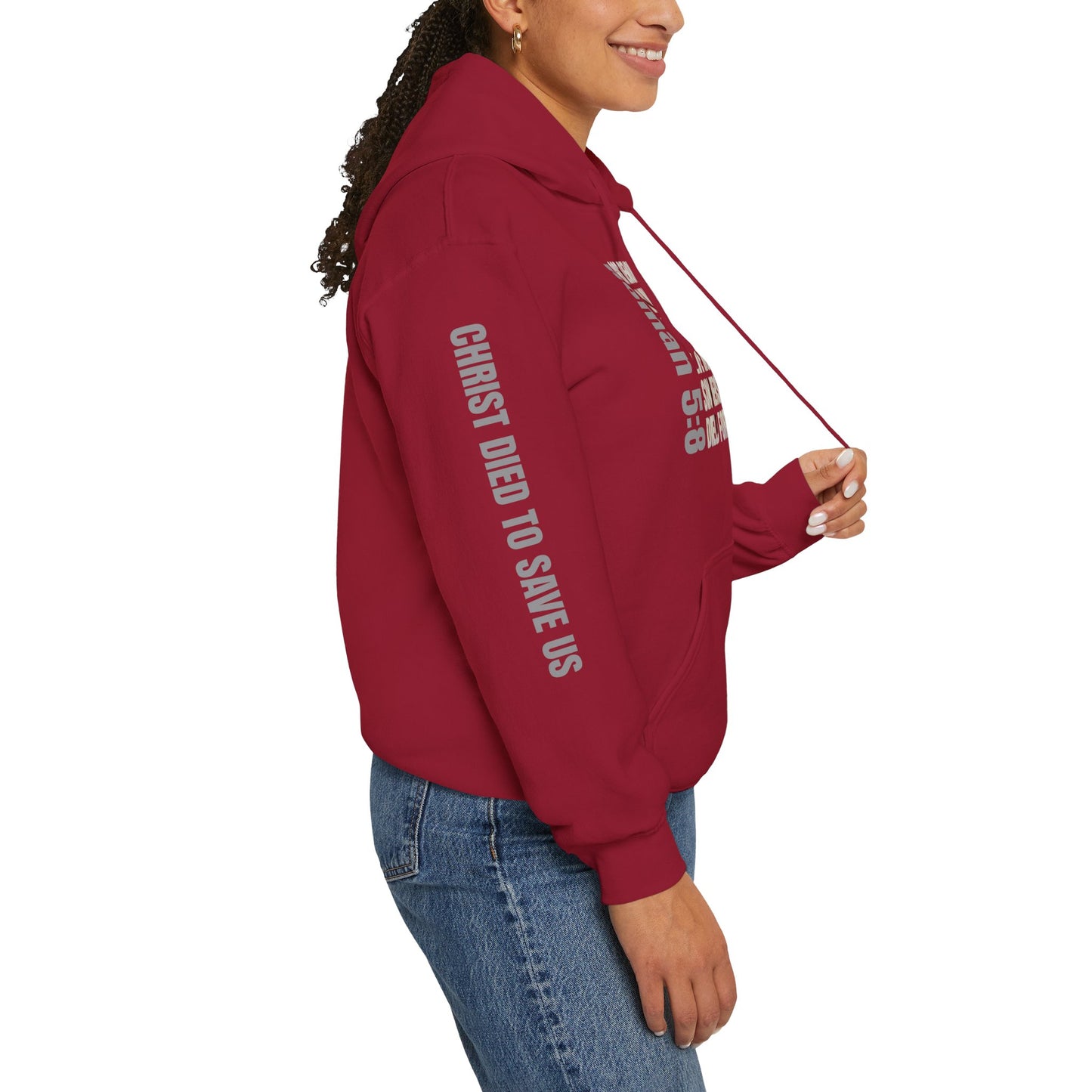 Romans 5:8 Men's Scripture Hoodie by Logos