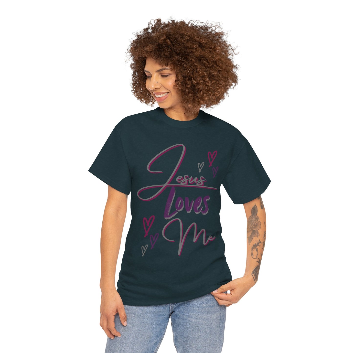 "Jesus Loves Me" (Dark Fabric Design) Women's Cotton Tee