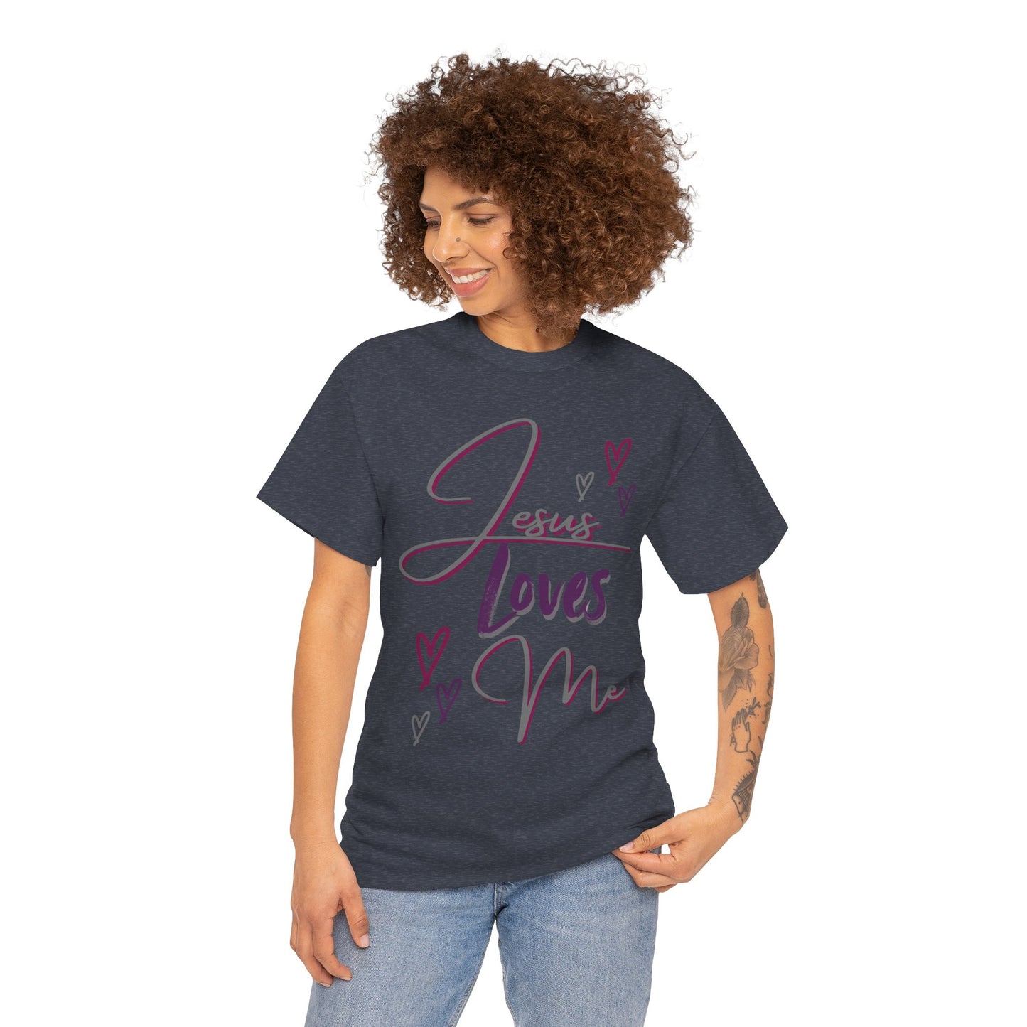"Jesus Loves Me" (Dark Fabric Design) Women's Cotton Tee