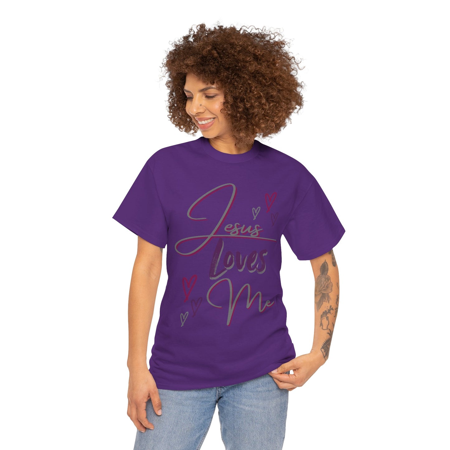 "Jesus Loves Me" (Dark Fabric Design) Women's Cotton Tee