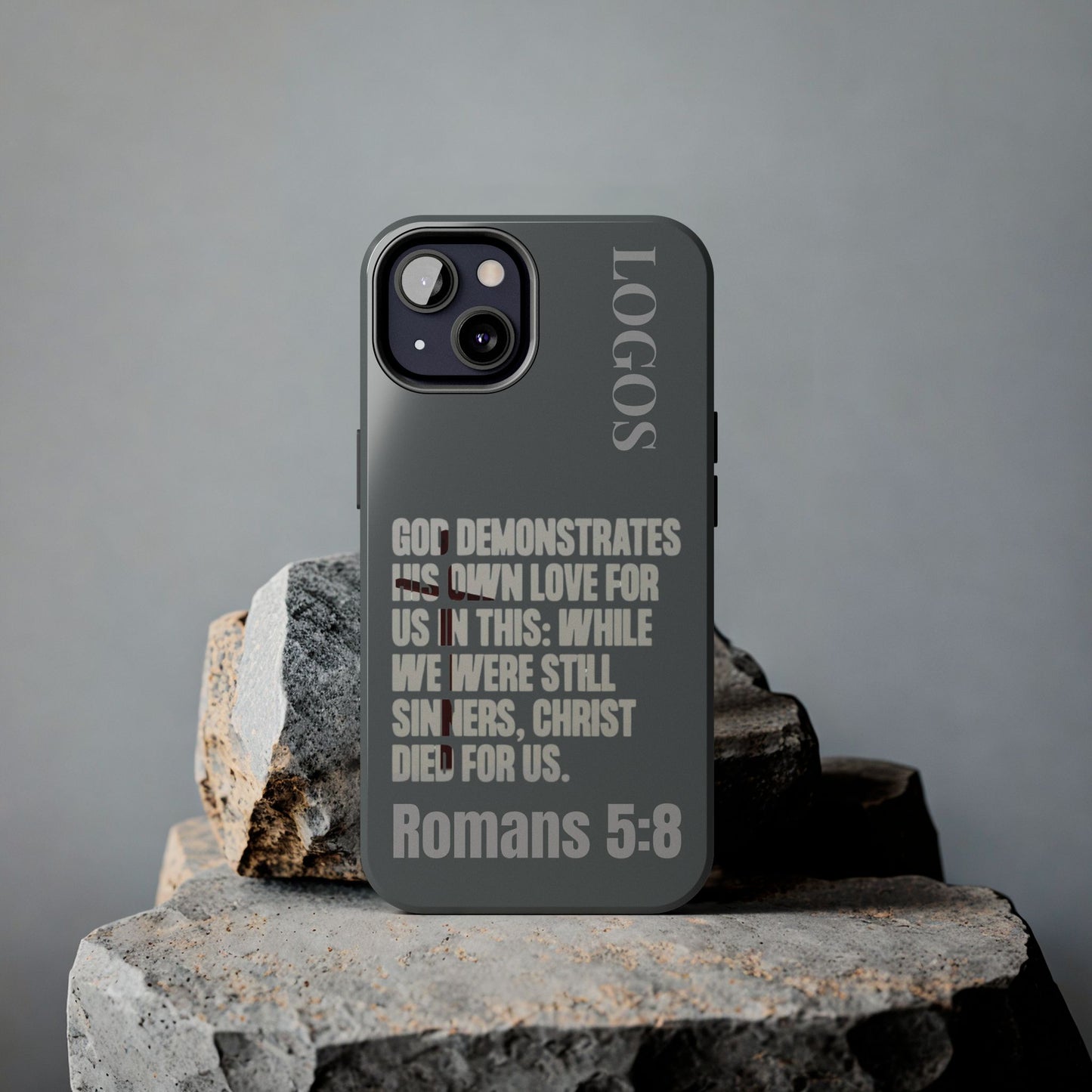 Romans 5:8 - Christian Phone Case - Gray