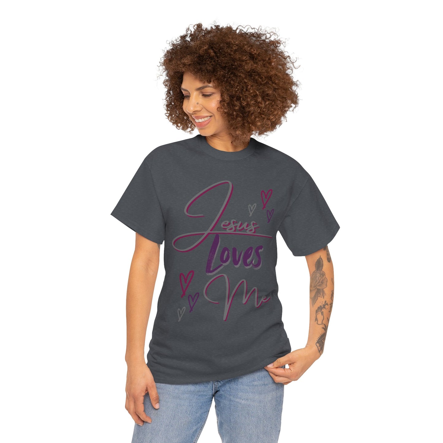 "Jesus Loves Me" (Dark Fabric Design) Women's Cotton Tee