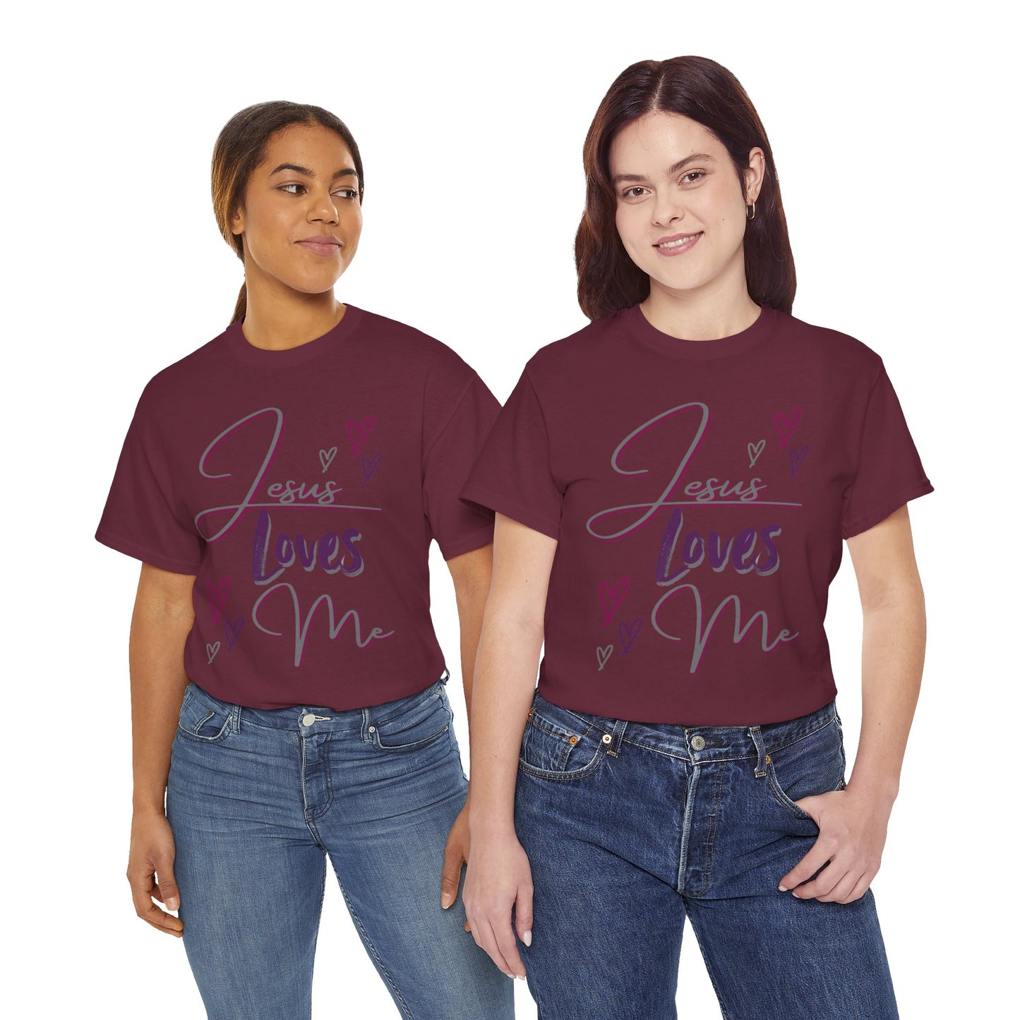 "Jesus Loves Me" (Dark Fabric Design) Women's Cotton Tee