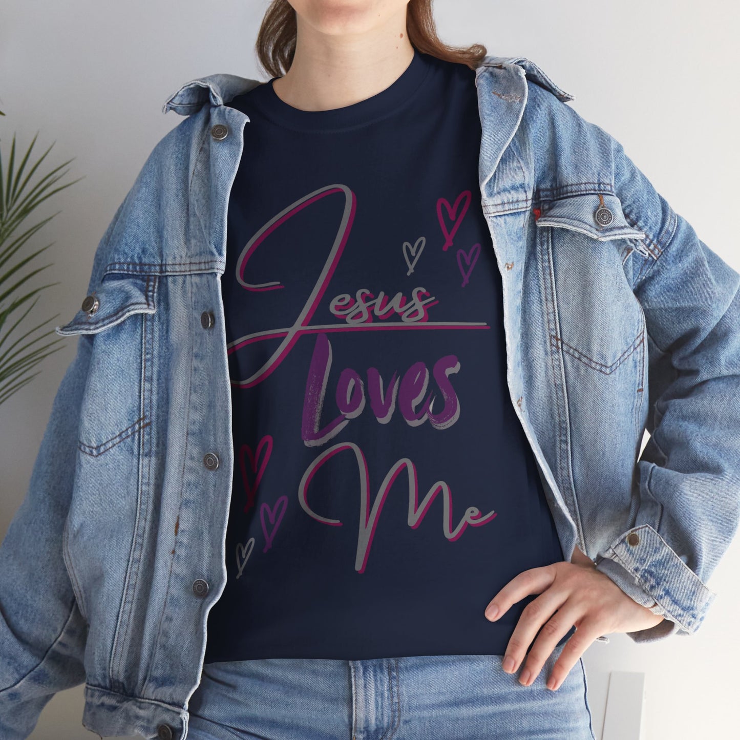 "Jesus Loves Me" (Dark Fabric Design) Women's Cotton Tee