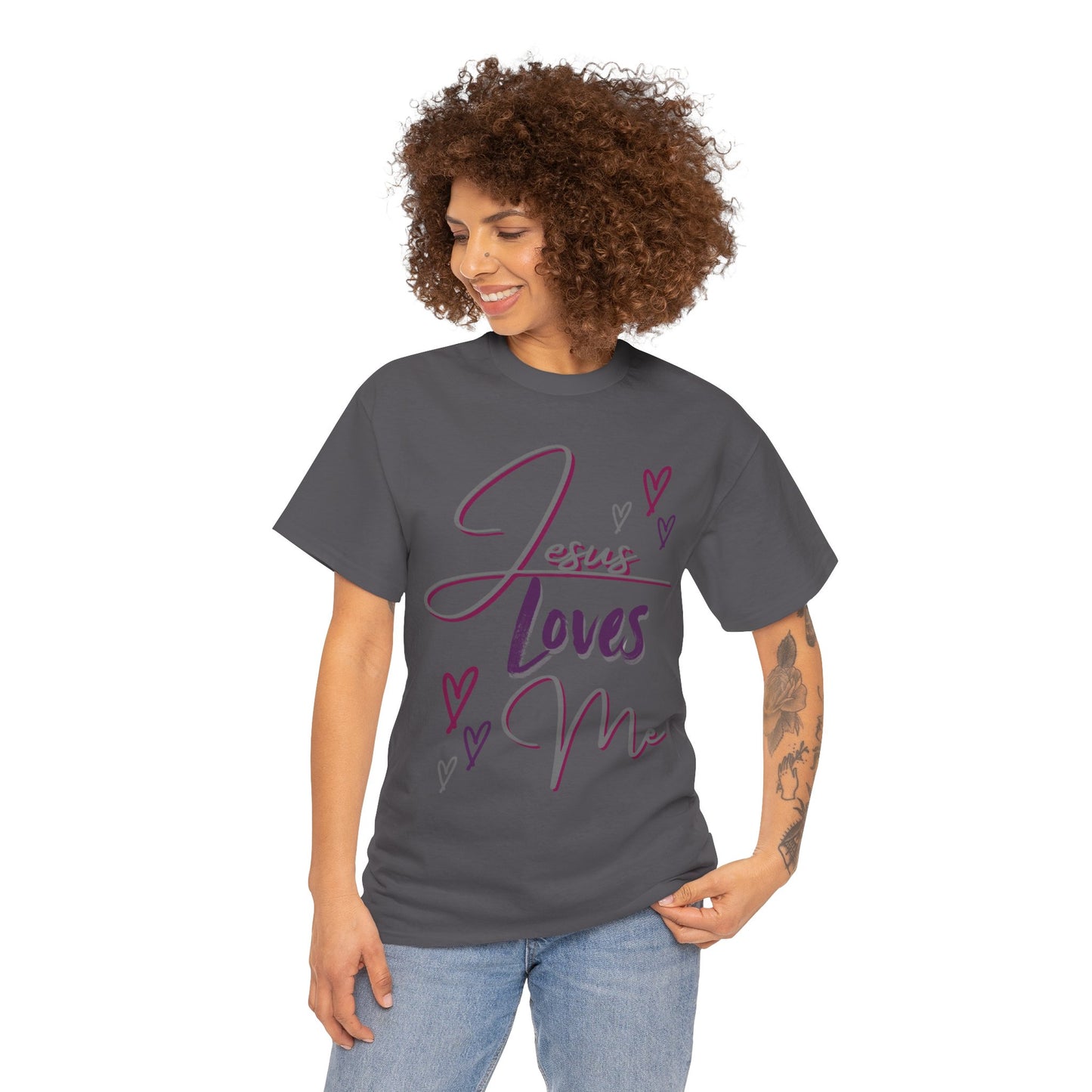 "Jesus Loves Me" (Dark Fabric Design) Women's Cotton Tee
