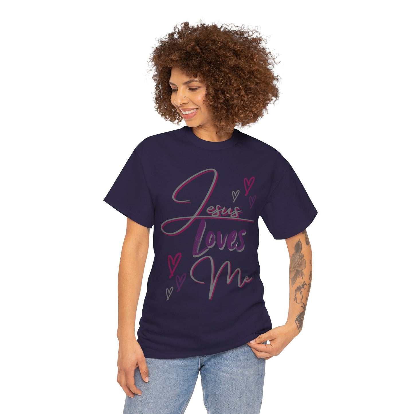 "Jesus Loves Me" (Dark Fabric Design) Women's Cotton Tee