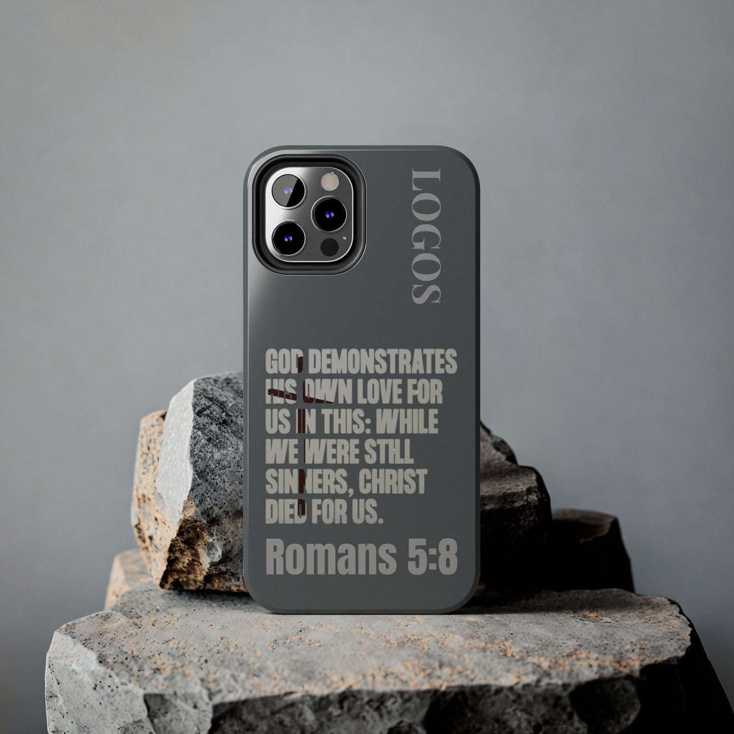 Romans 5:8 - Christian Phone Case - Gray