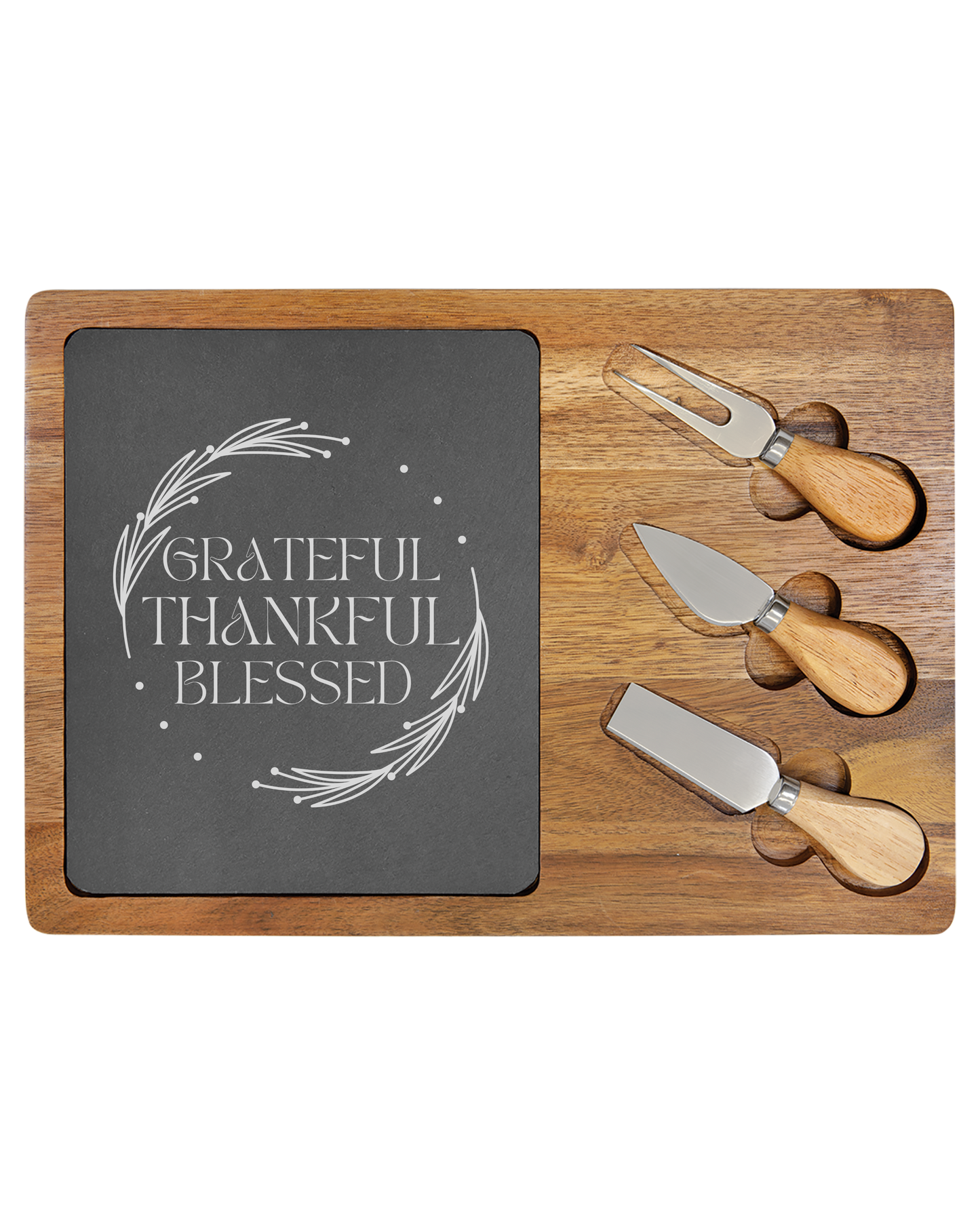 Grateful Thankful Blessed - Engraved Charcuterie Serving Tray
