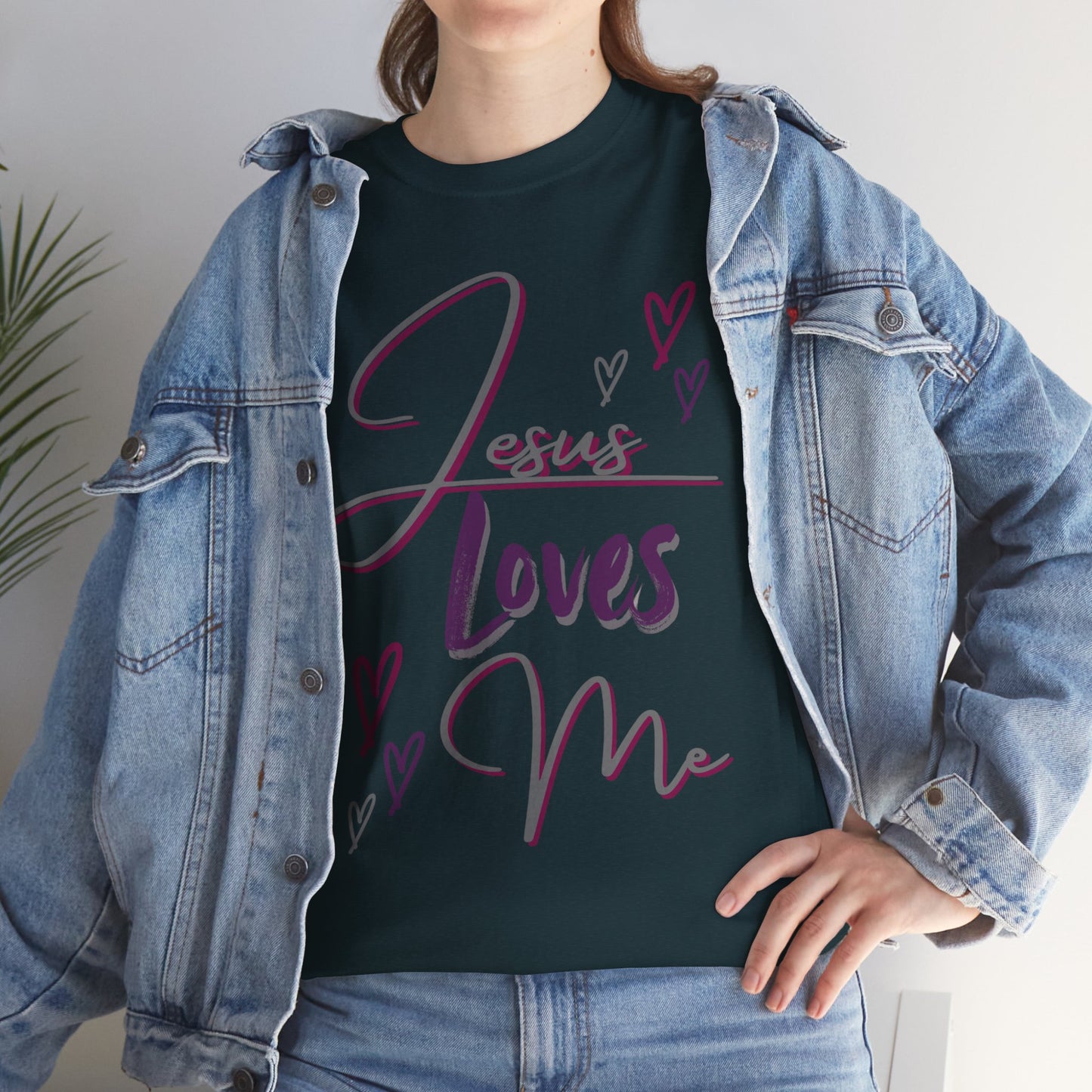"Jesus Loves Me" (Dark Fabric Design) Women's Cotton Tee