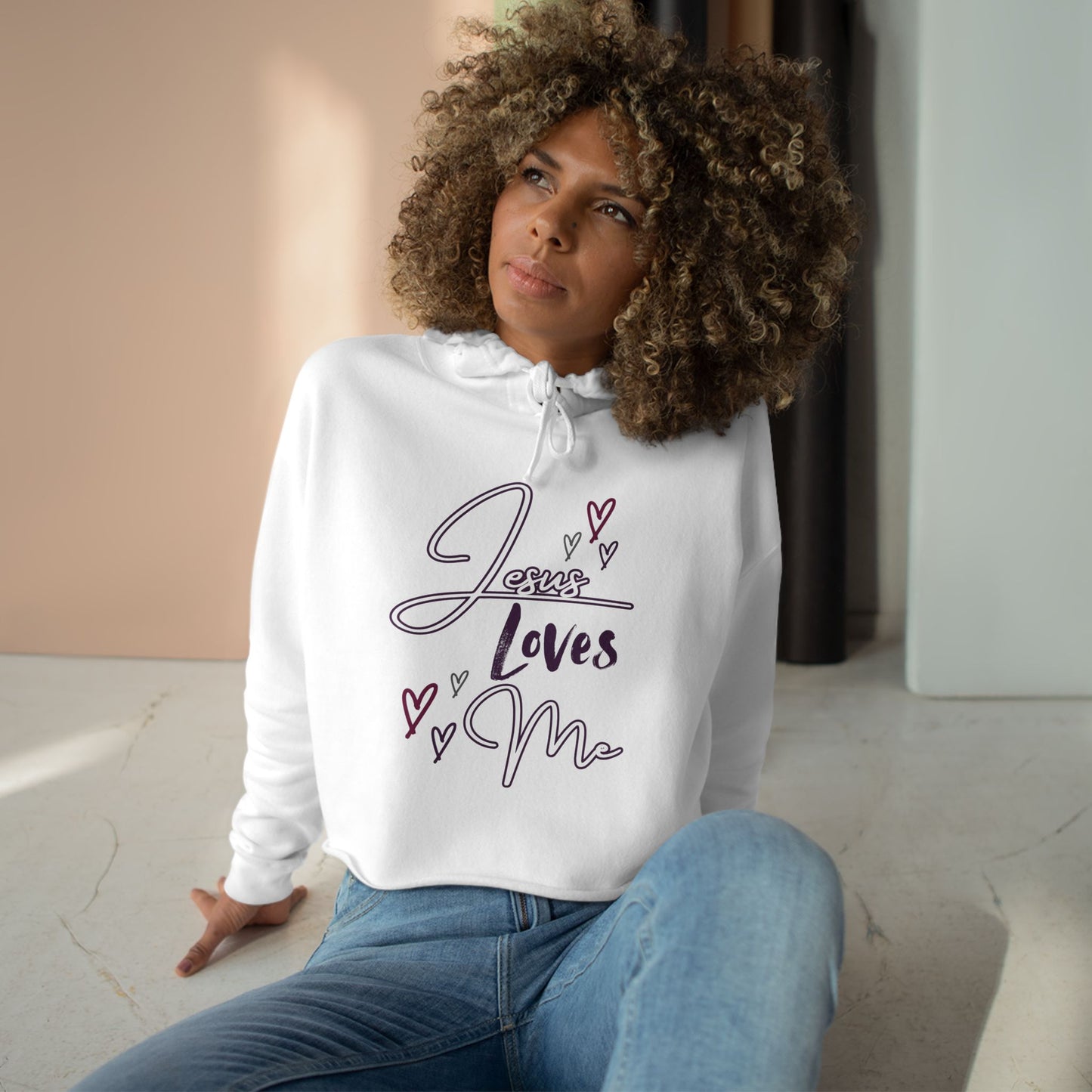 "Jesus Loves Me" Crop Hoodie