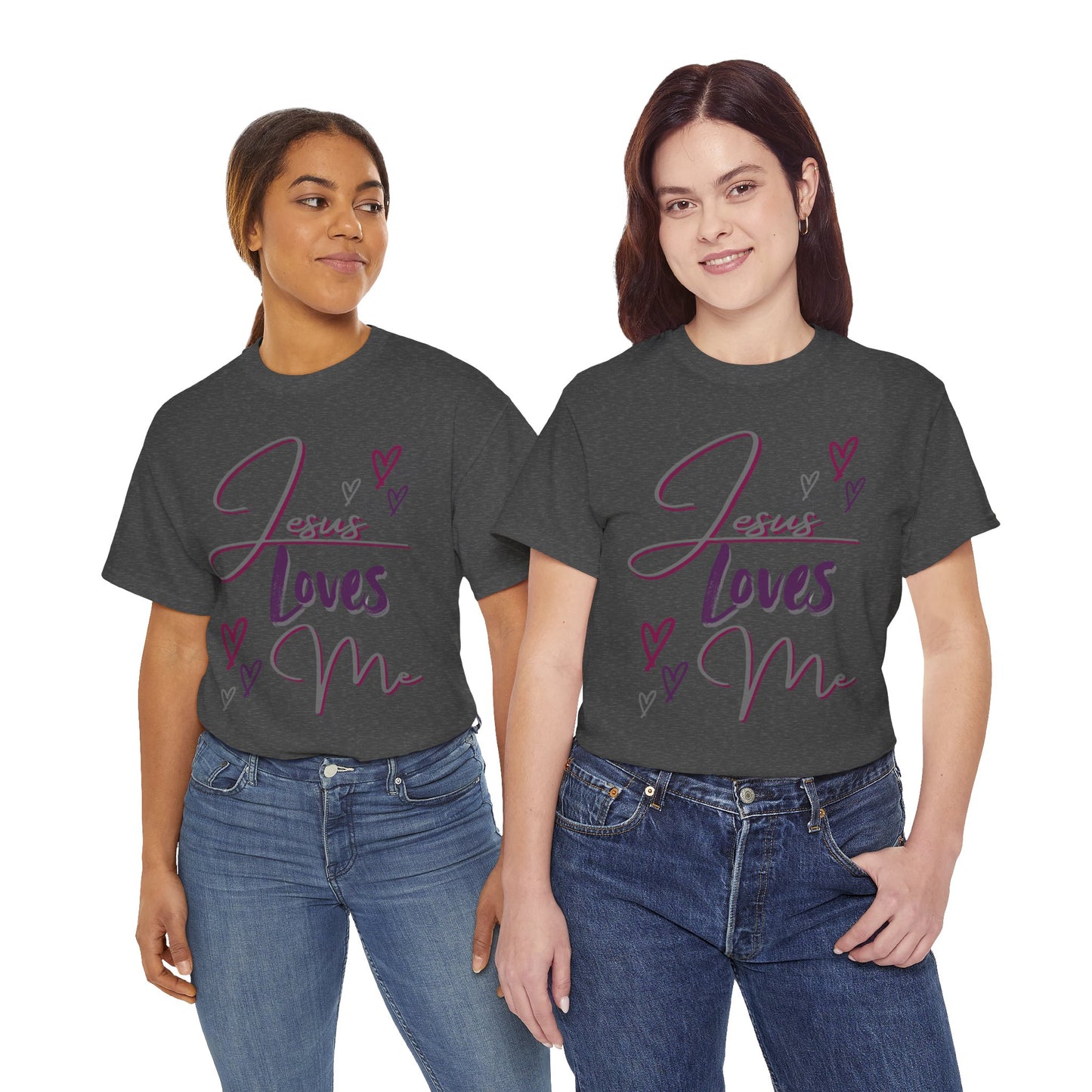 "Jesus Loves Me" (Dark Fabric Design) Women's Cotton Tee