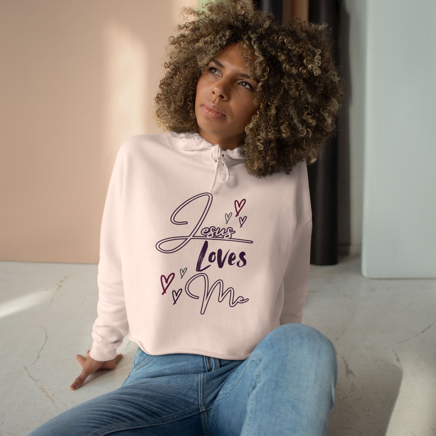 "Jesus Loves Me" Crop Hoodie