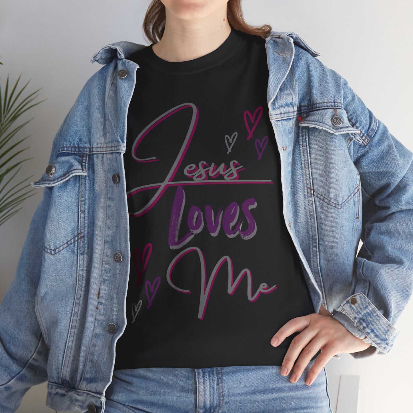 "Jesus Loves Me" (Dark Fabric Design) Women's Cotton Tee