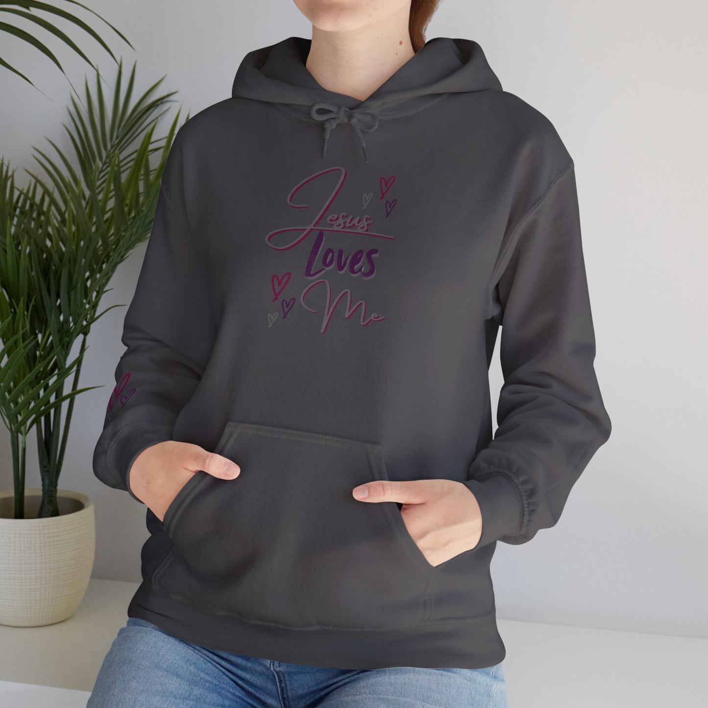 "Jesus Loves Me" (Dark Fabric Design) Women's Hoodie