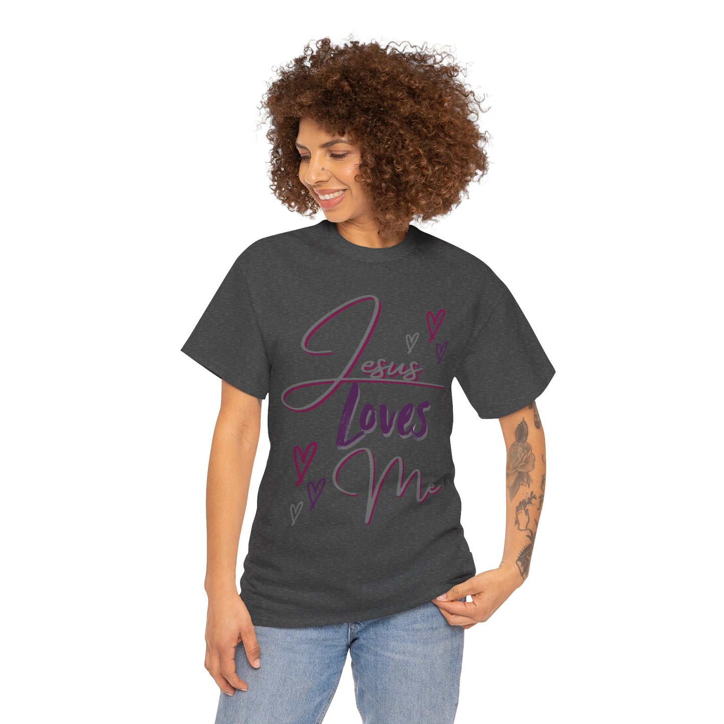 "Jesus Loves Me" (Dark Fabric Design) Women's Cotton Tee