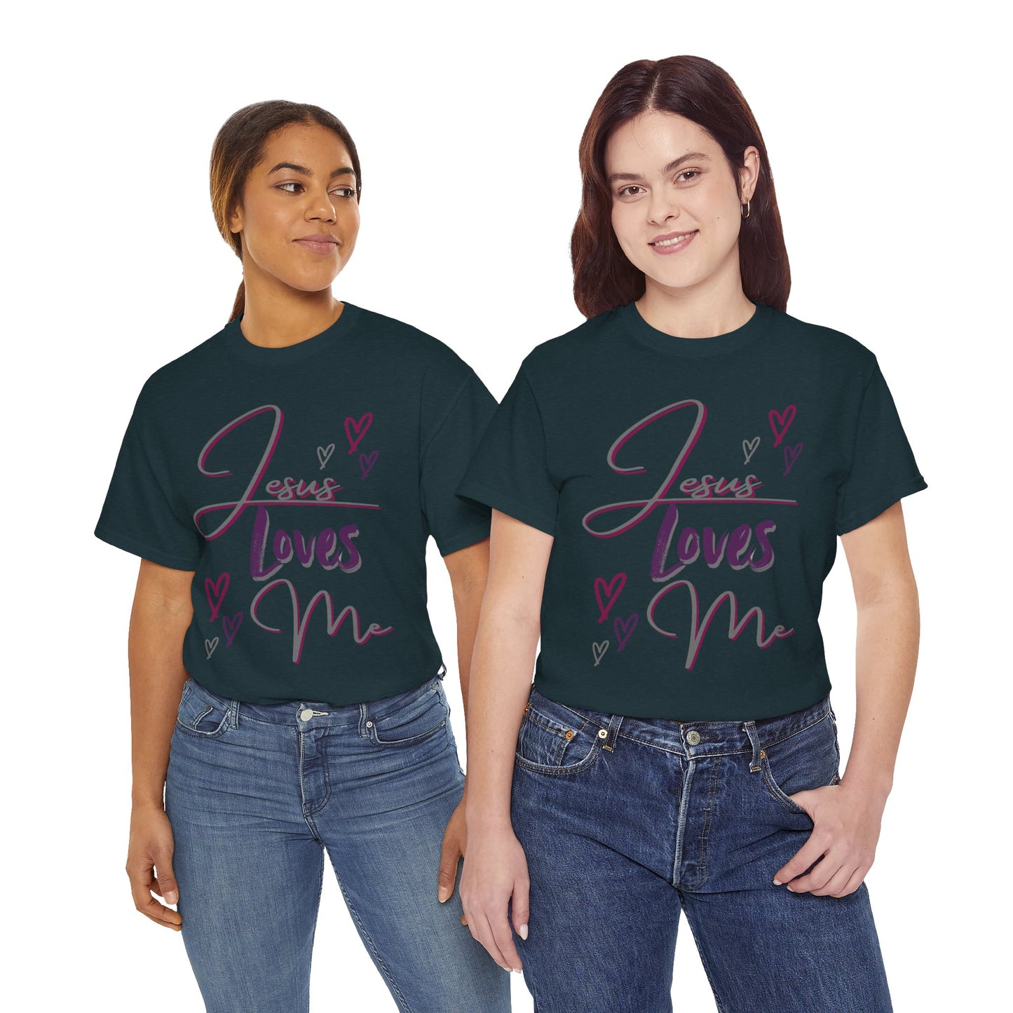"Jesus Loves Me" (Dark Fabric Design) Women's Cotton Tee