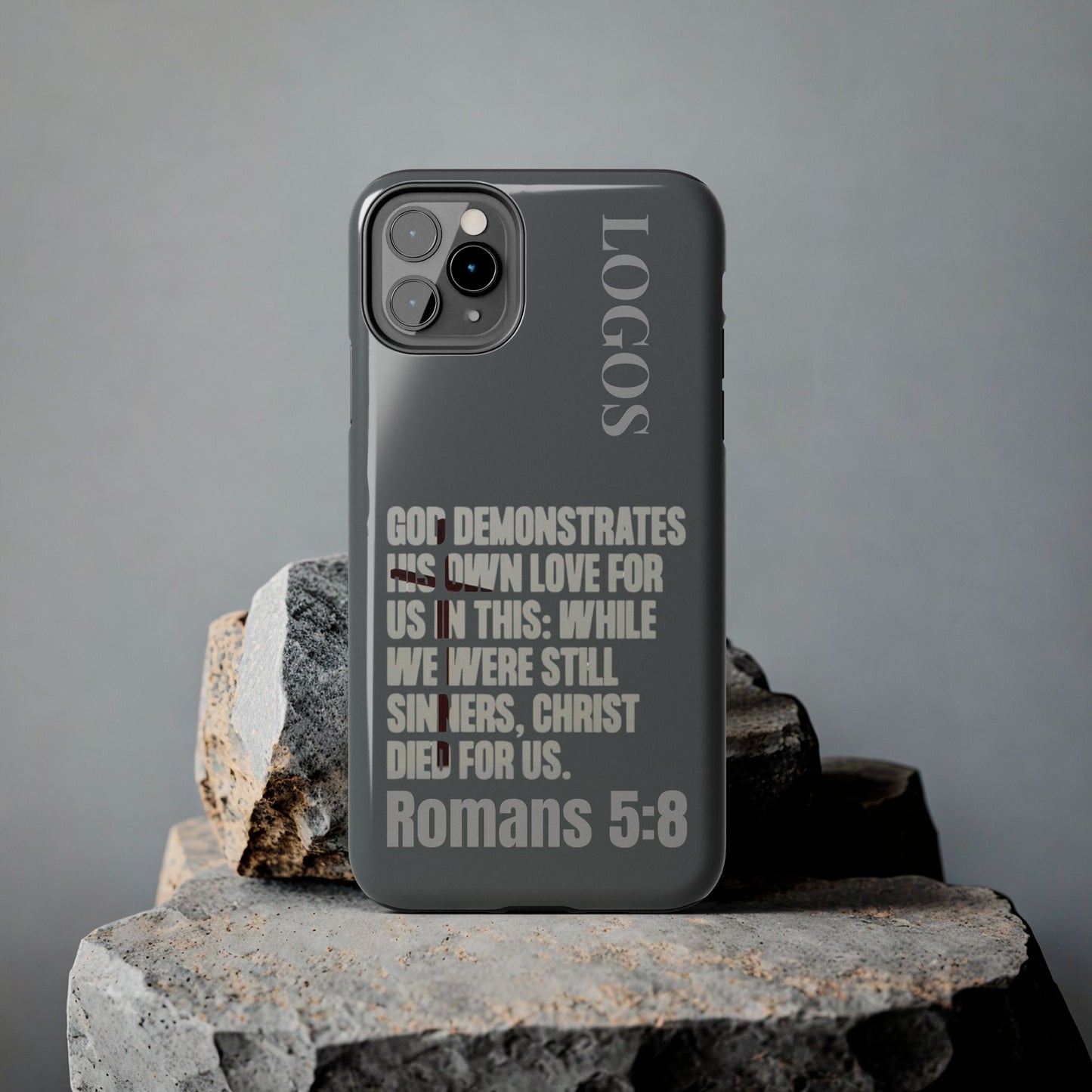 Romans 5:8 - Christian Phone Case - Gray