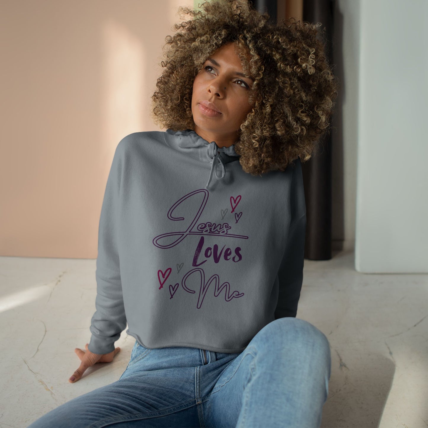 "Jesus Loves Me" Crop Hoodie