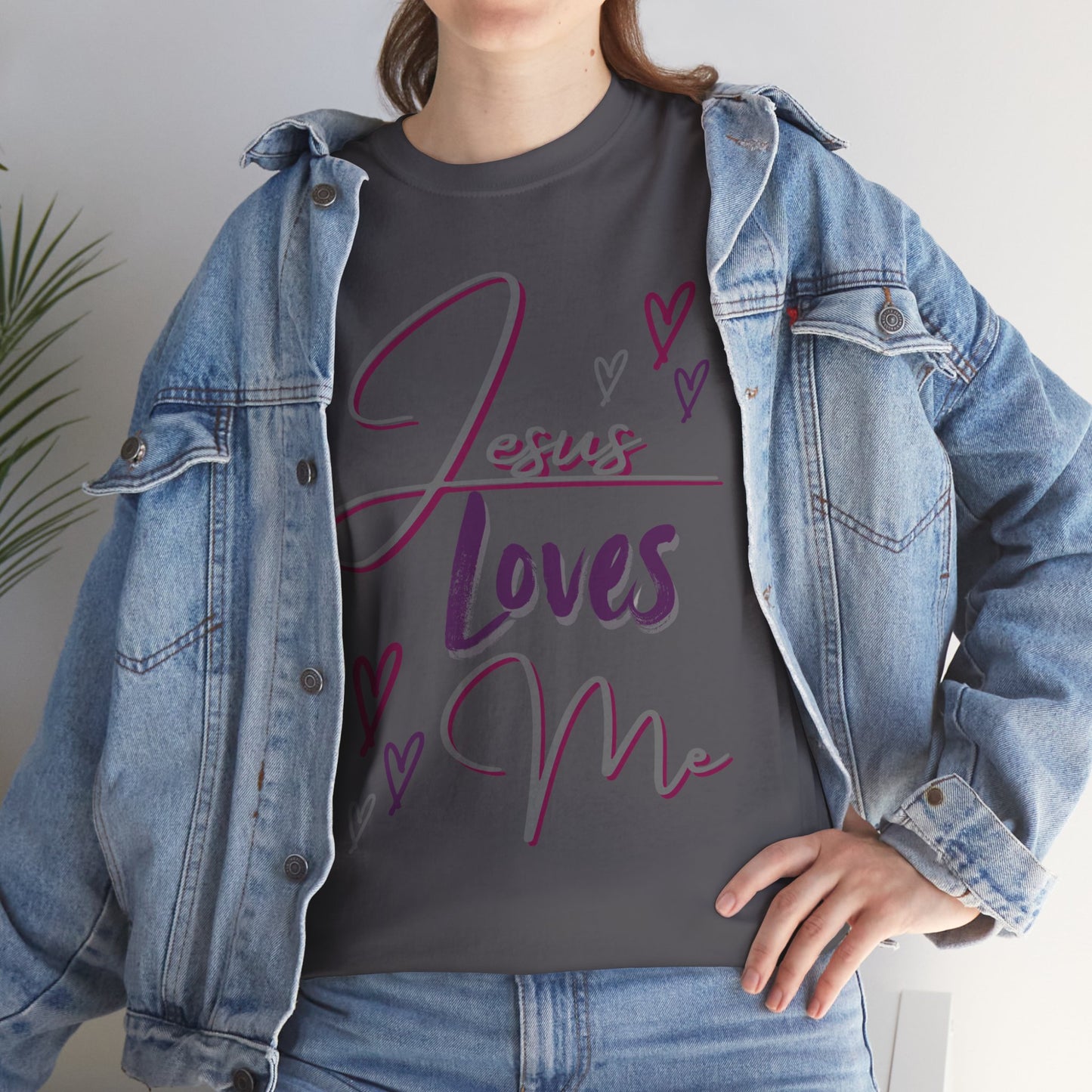 "Jesus Loves Me" (Dark Fabric Design) Women's Cotton Tee