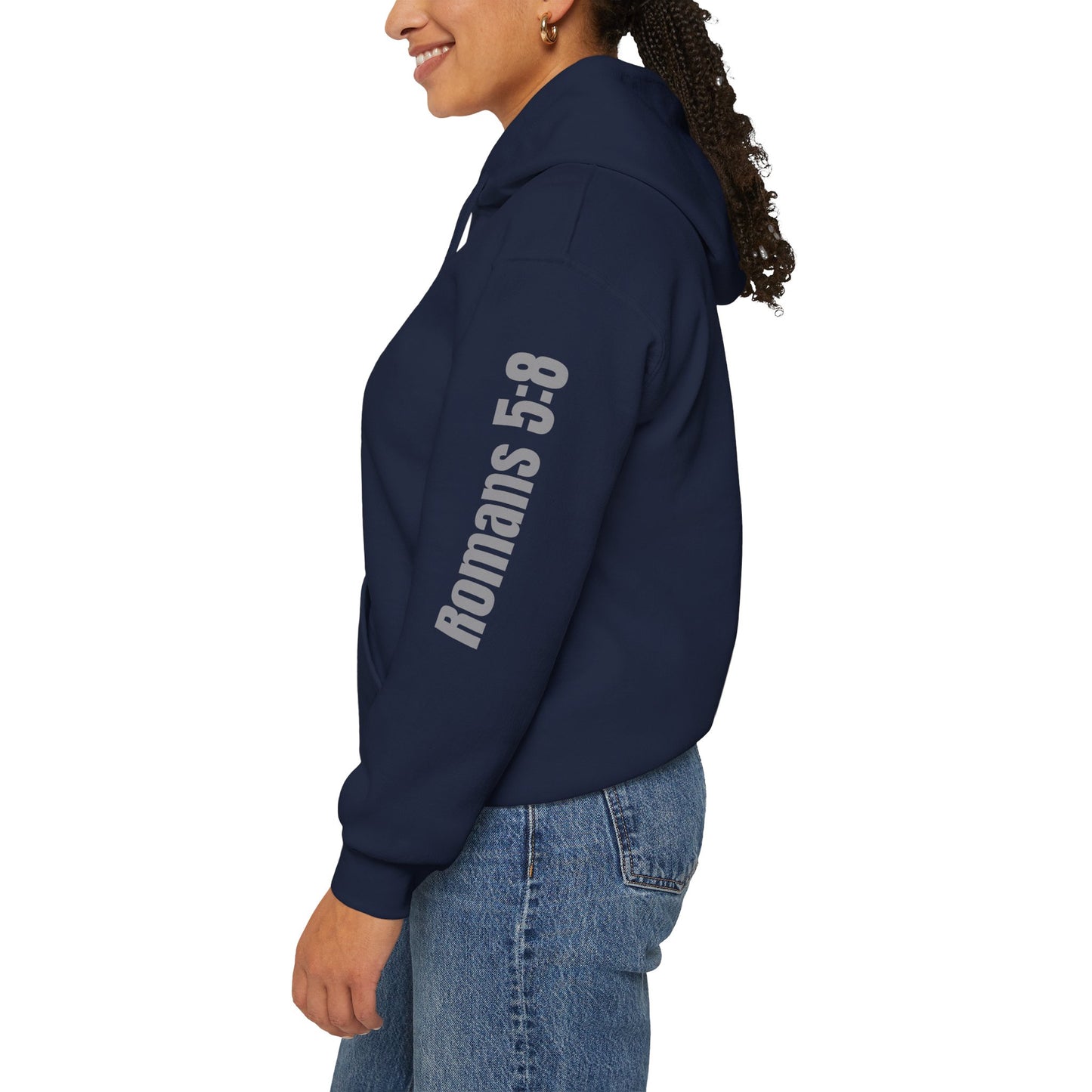 Romans 5:8 Men's Scripture Hoodie by Logos