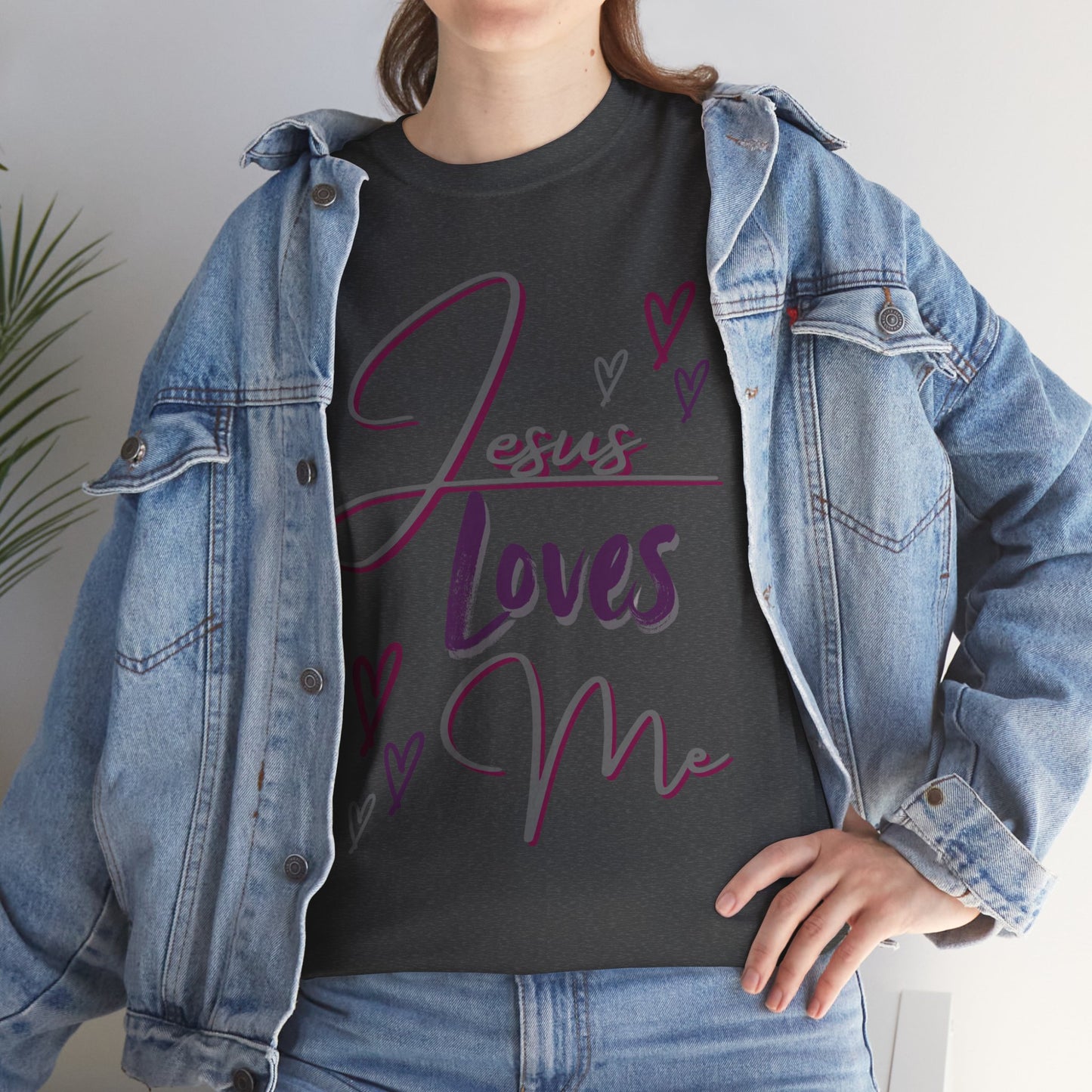 "Jesus Loves Me" (Dark Fabric Design) Women's Cotton Tee