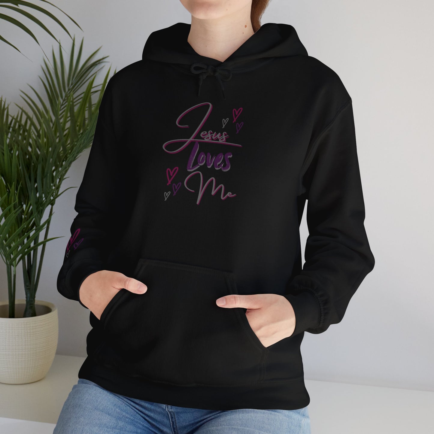 "Jesus Loves Me" (Dark Fabric Design) Women's Hoodie