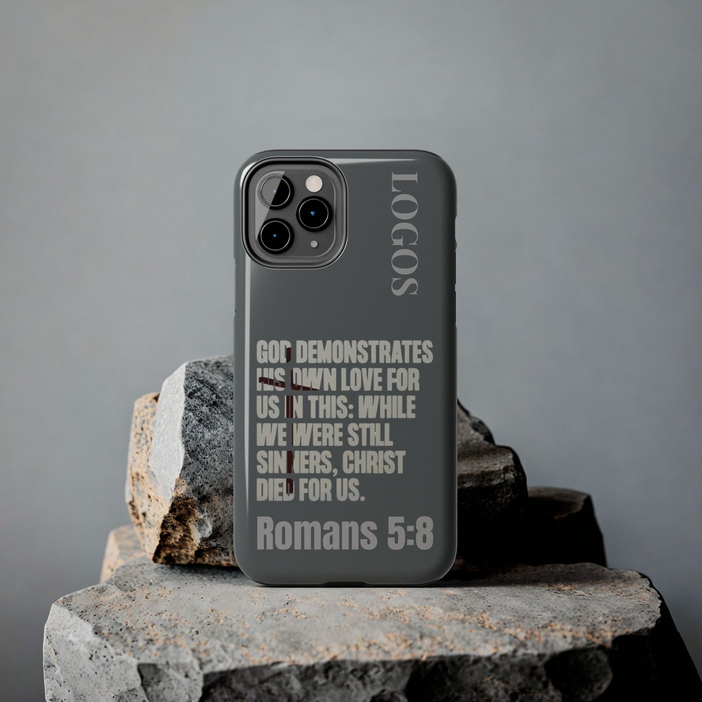 Romans 5:8 - Christian Phone Case - Gray