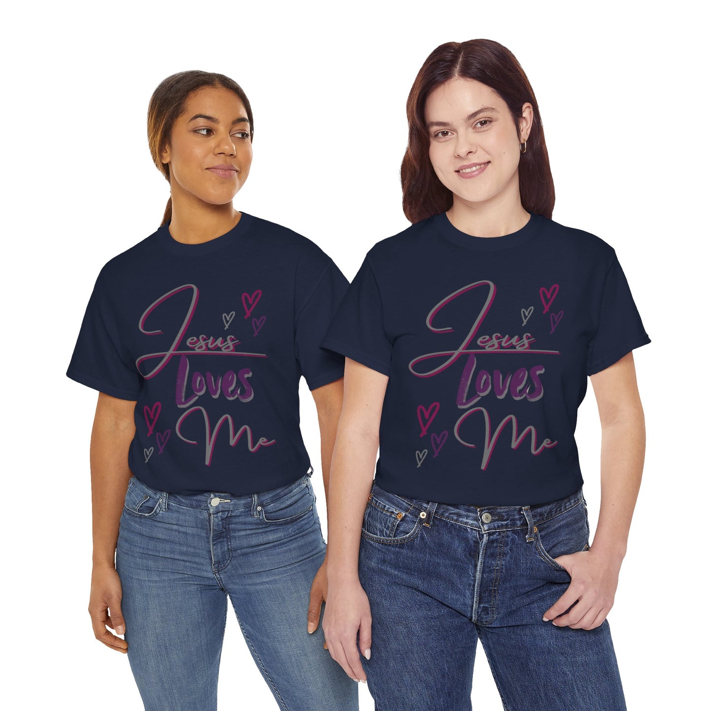 "Jesus Loves Me" (Dark Fabric Design) Women's Cotton Tee