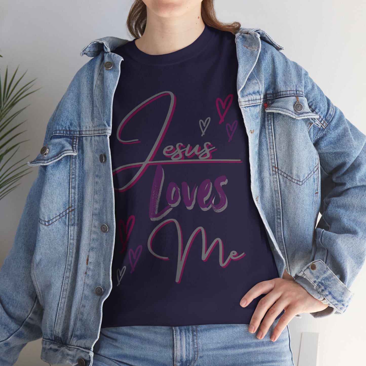 "Jesus Loves Me" (Dark Fabric Design) Women's Cotton Tee