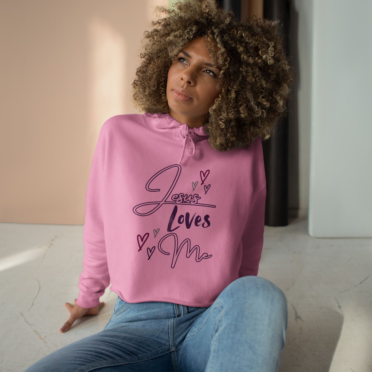 "Jesus Loves Me" Crop Hoodie