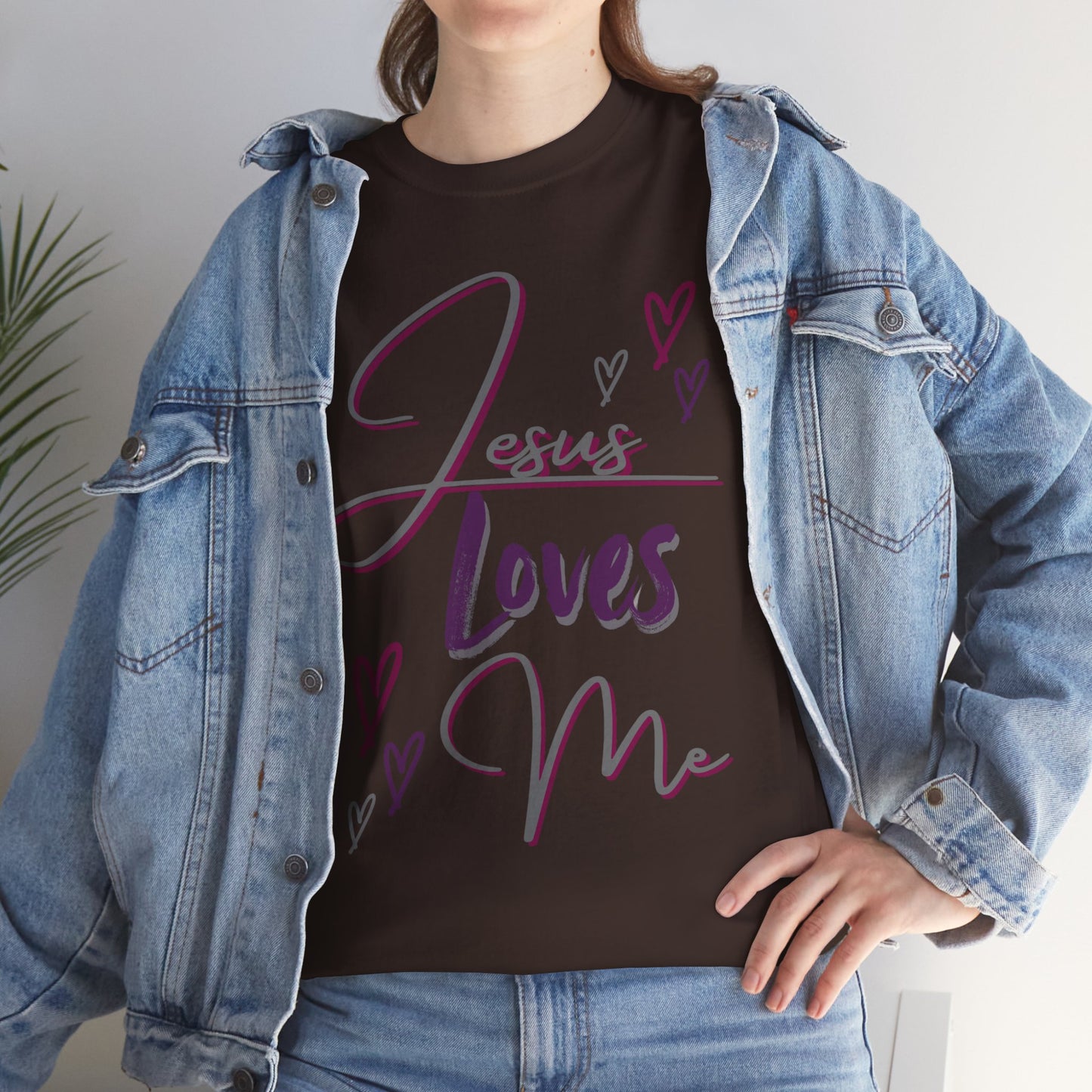 "Jesus Loves Me" (Dark Fabric Design) Women's Cotton Tee