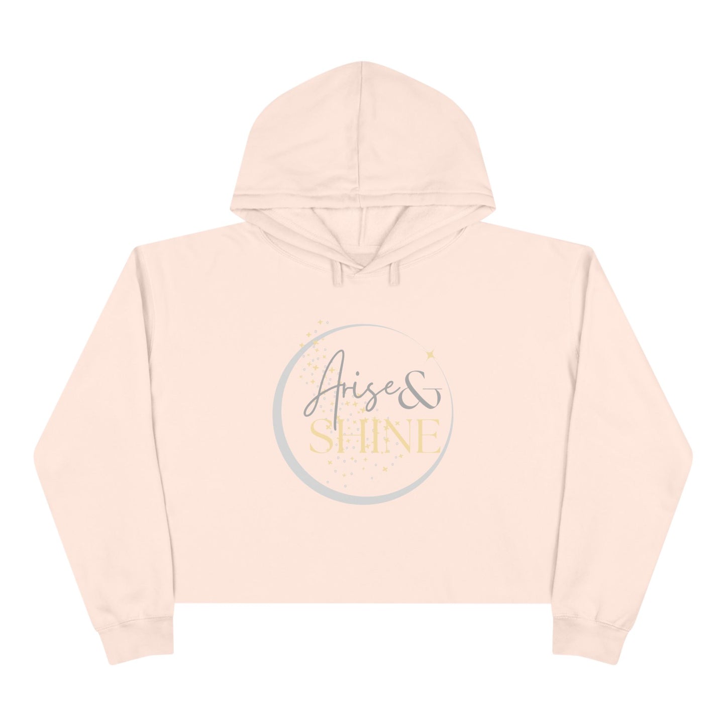 Arise & Shine Christian women's crop hoodie in light pink with elegant design