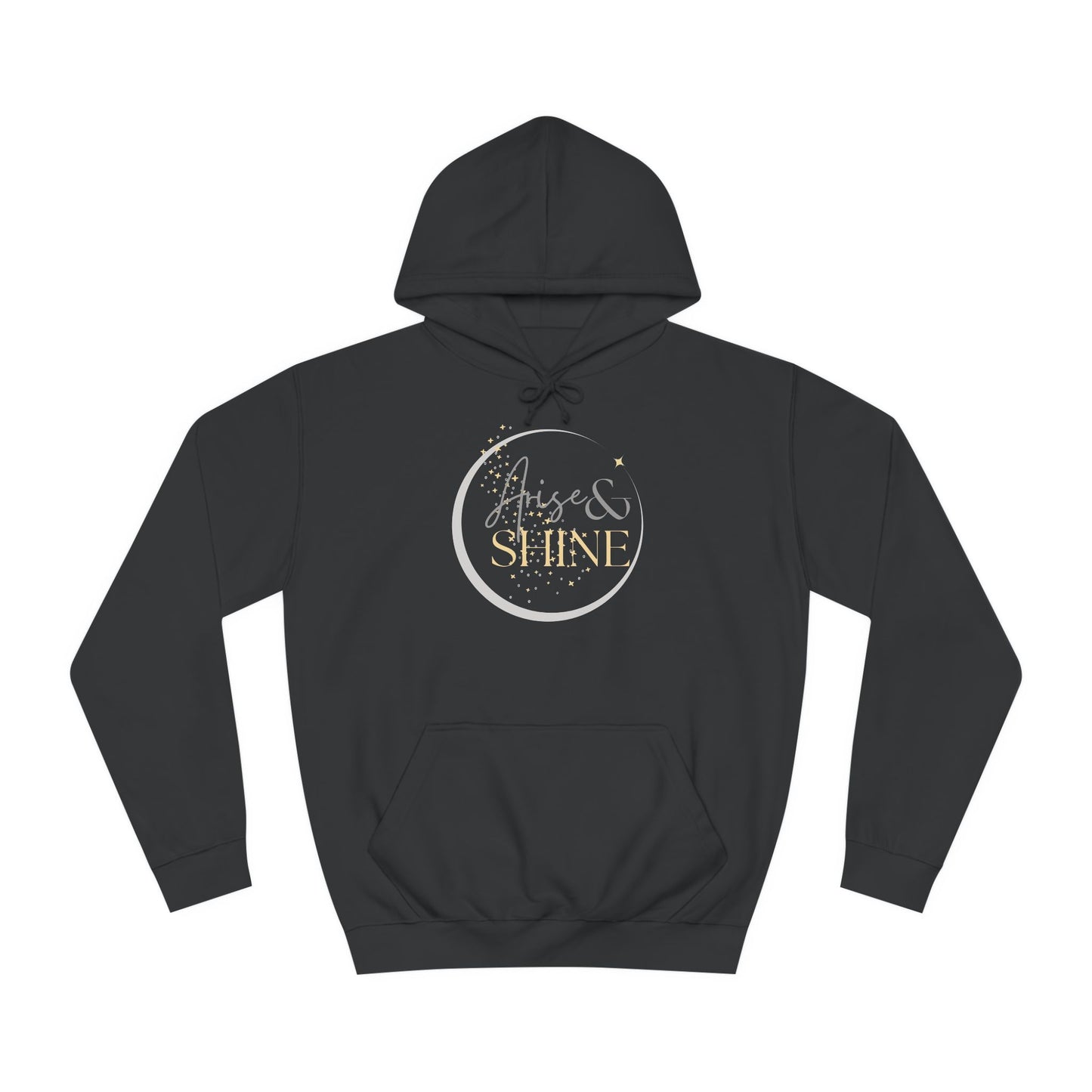 Arise & Shine Christian women's hoodie in black featuring a stylish graphic design