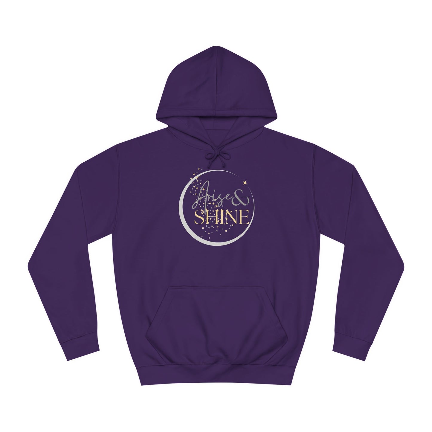 Purple Arise & Shine Christian women's hoodie with a stylish graphic design and front pocket