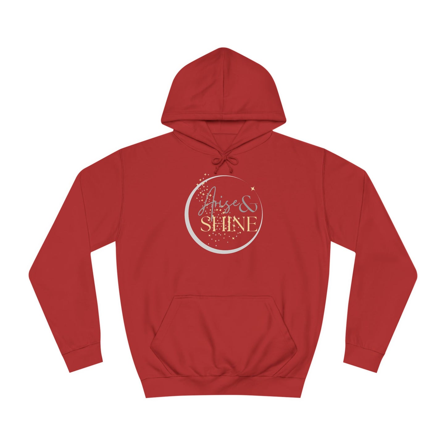 Arise & Shine Christian women's hoodie in vibrant red featuring a stylish design