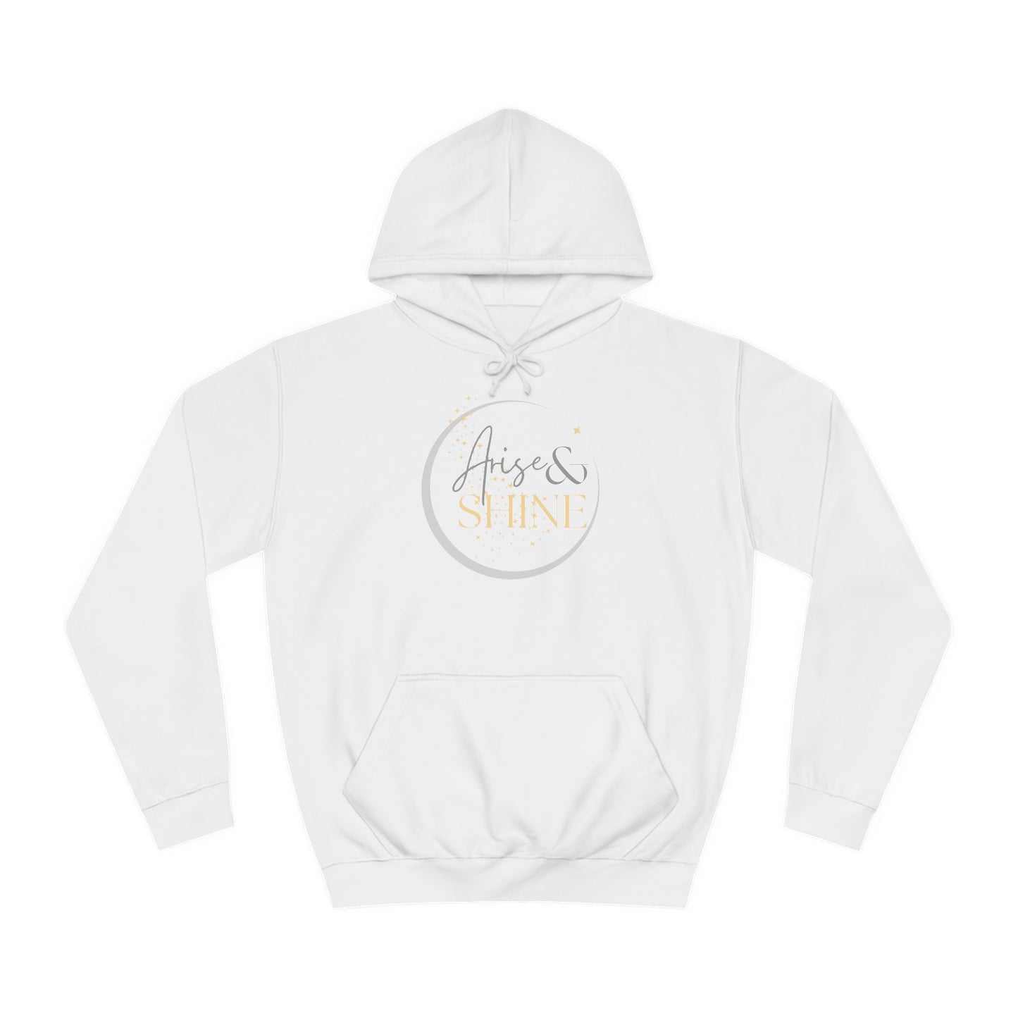 White Arise & Shine Christian women's hoodie with a stylish graphic design on the front
