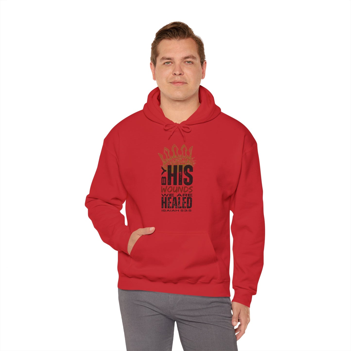 Christ Our Healer-Christian men's hooded sweatshirt in red