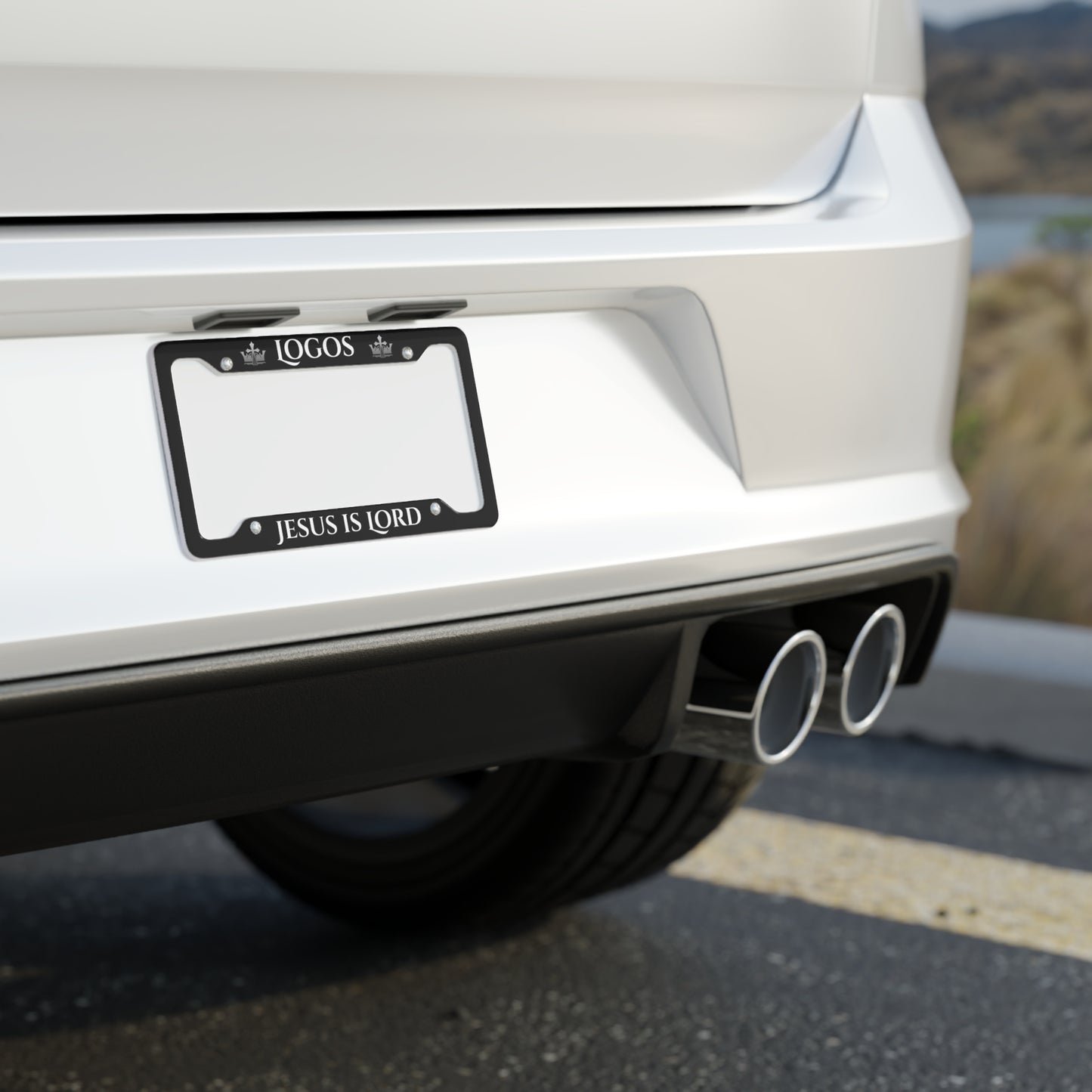 Christian license plate frame featuring the text Jesus is Lord, perfect for cars and trucks