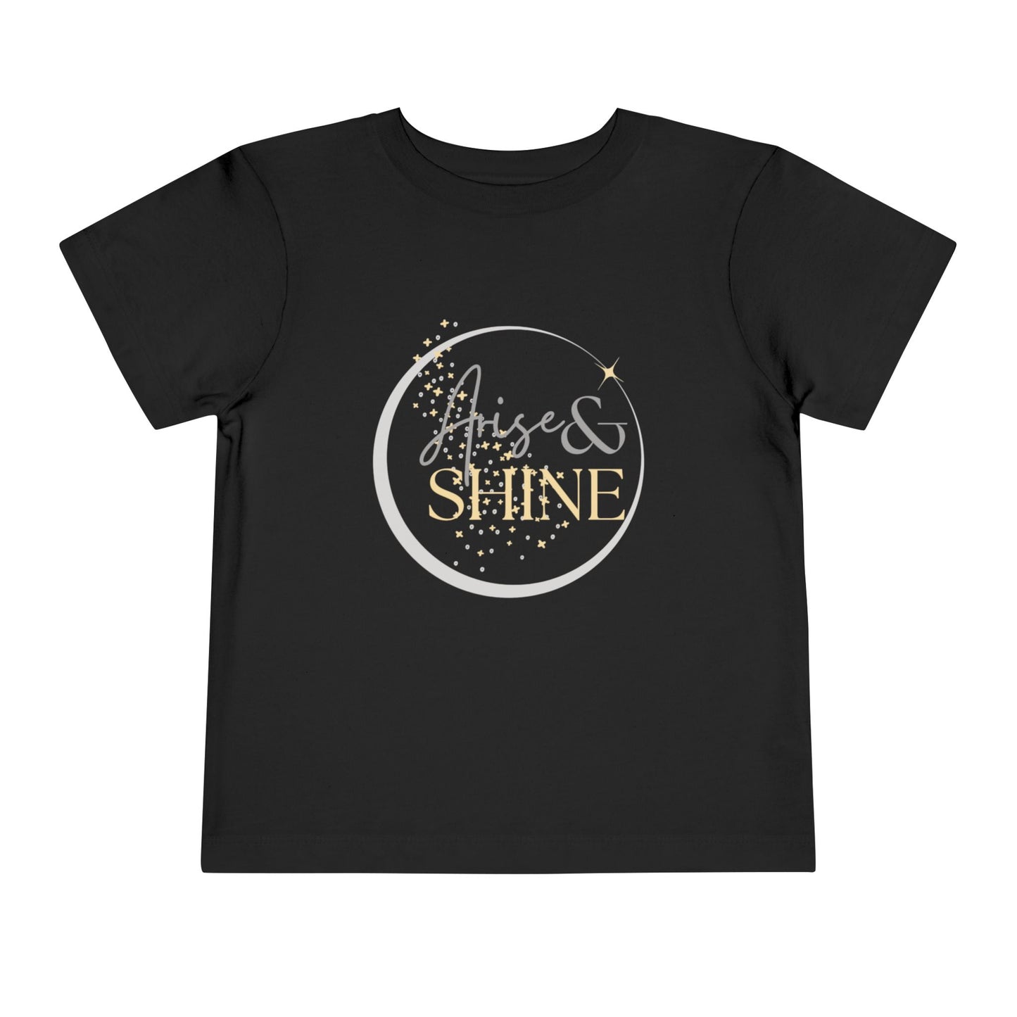 Black girls scripture tee with Arise and Shine gold and silver design for kids by Logos Co