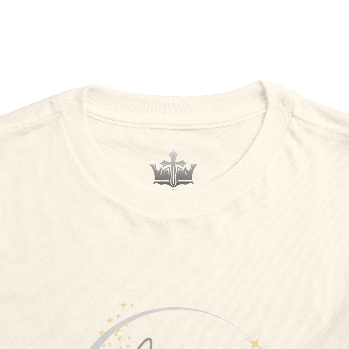 Logos girls scripture tee white cotton crew neck close-up showing soft fabric and collar